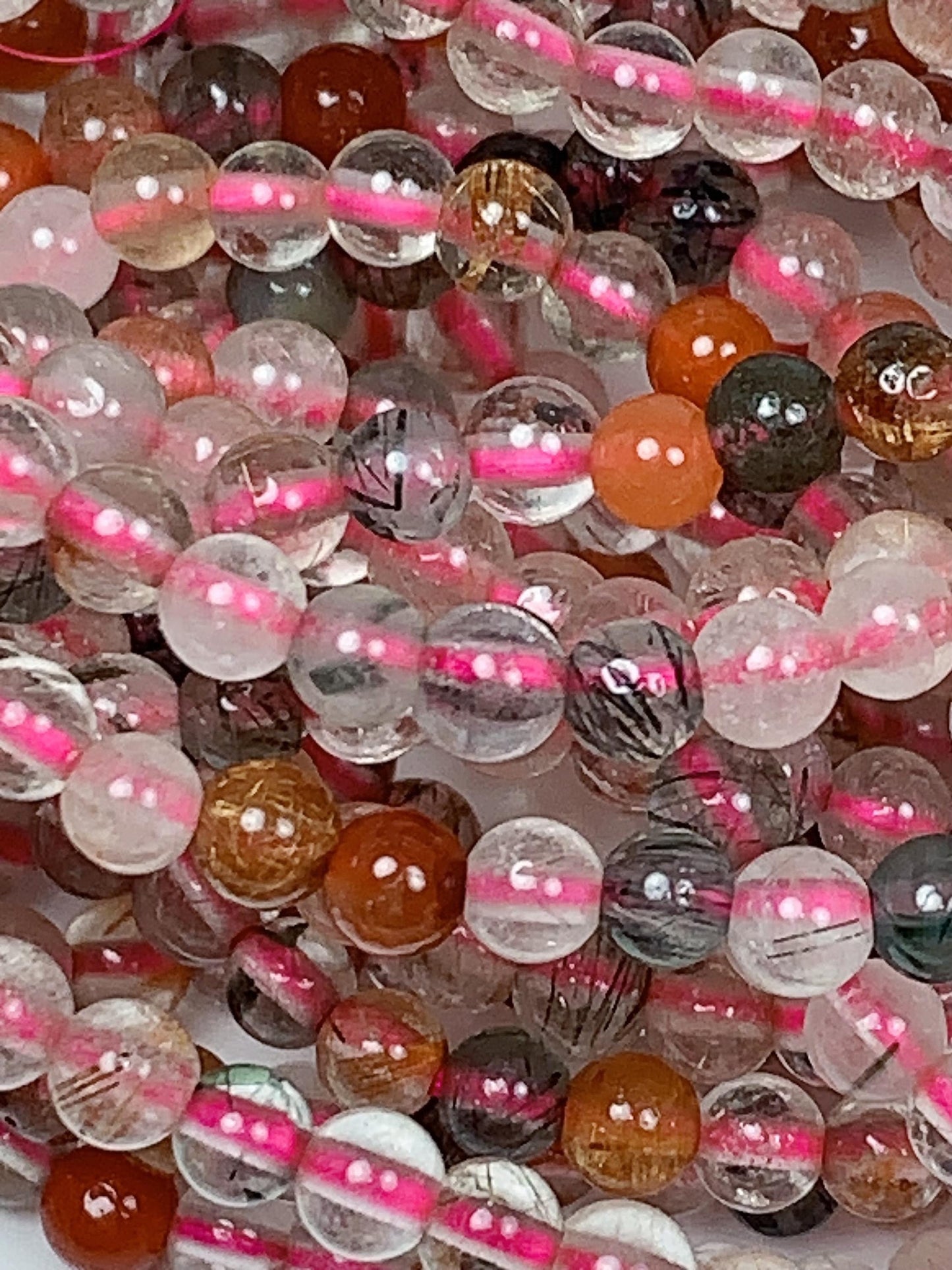 Rainbow Rutilated Quartz Beads: AAA Grade, 3mm Round, 15.5" Strand