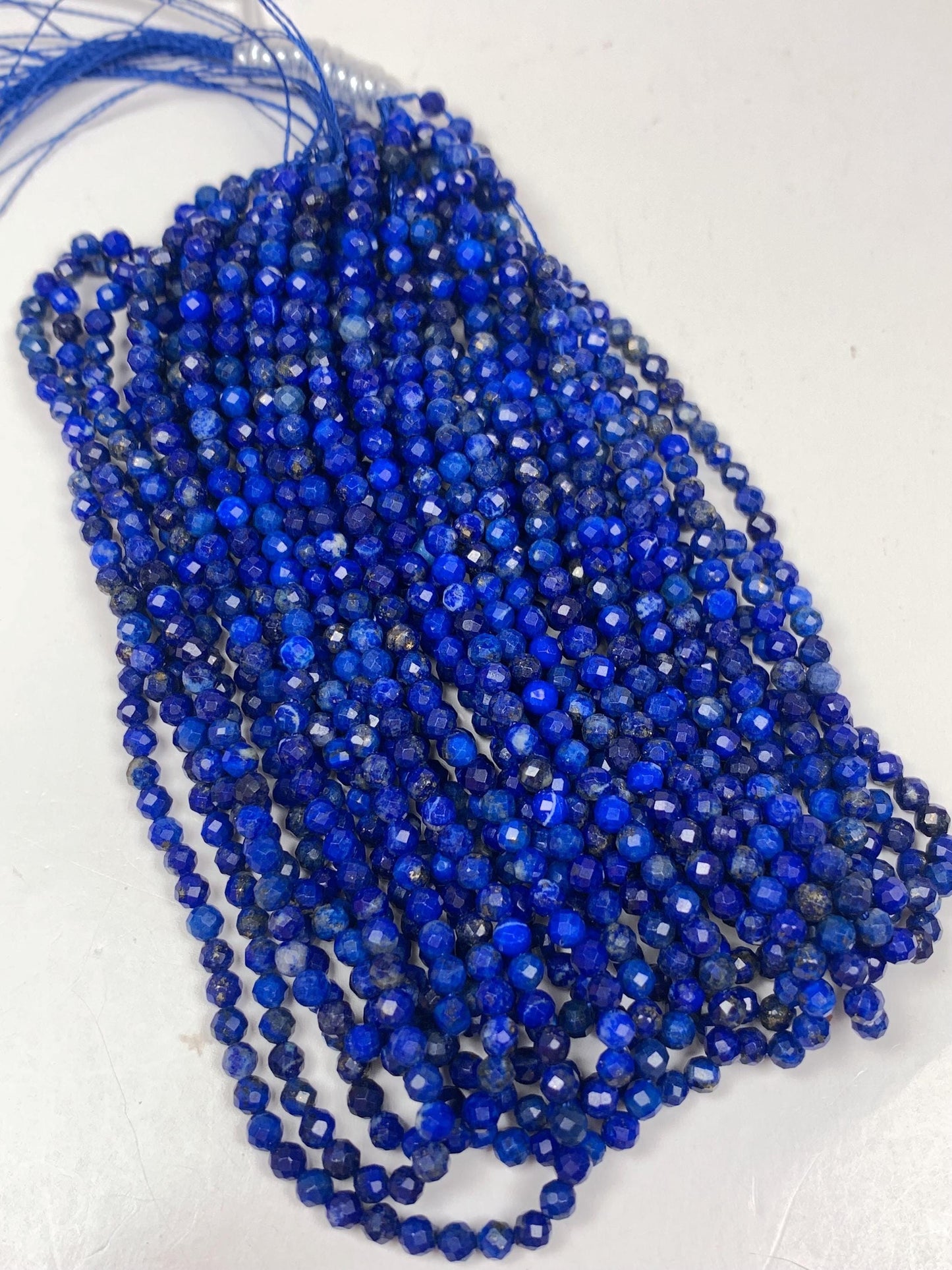 Faceted Lapis Lazuli Beads: Natural Blue Golden Gemstone Strand (2mm 3mm 4mm)