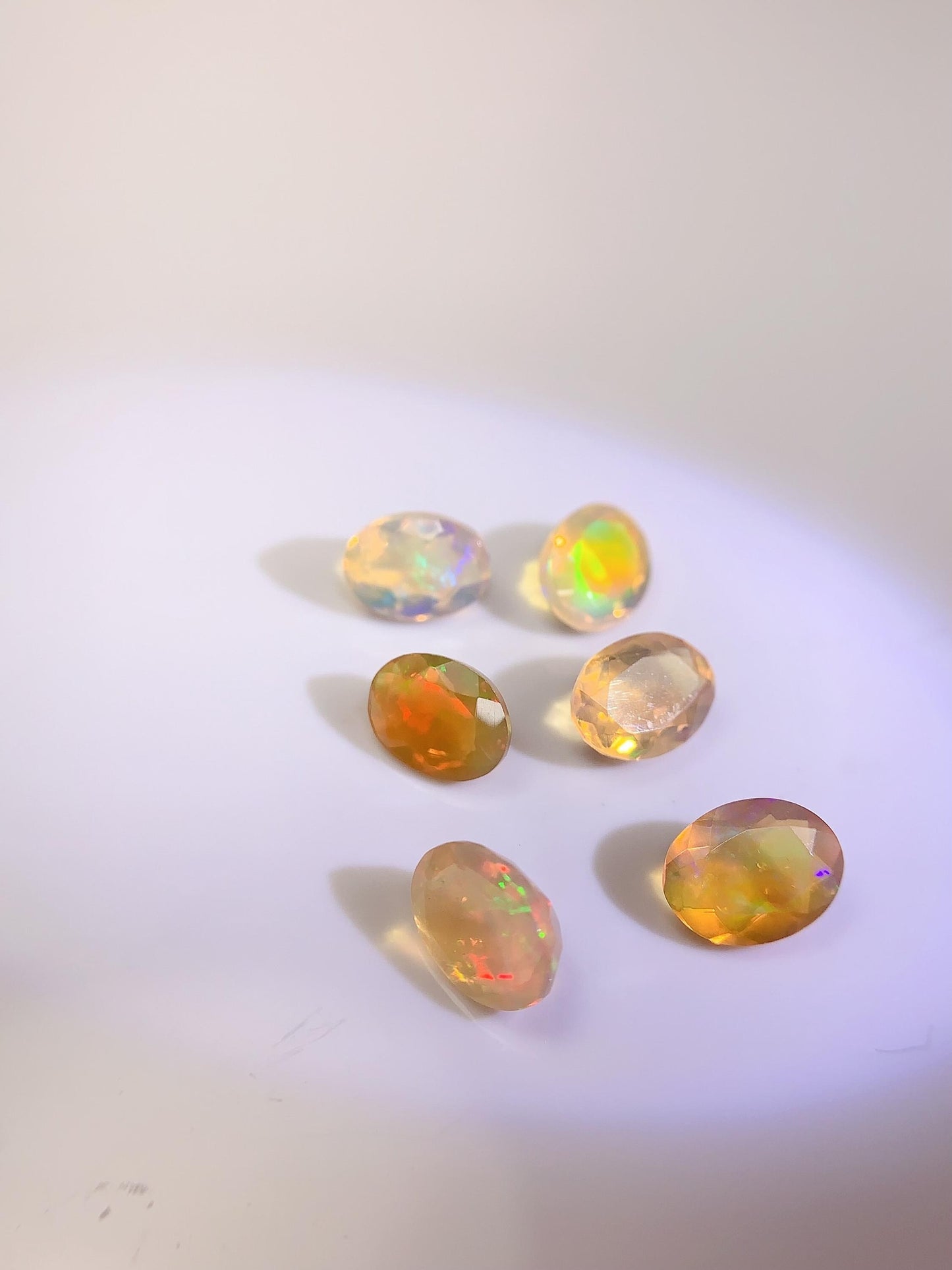 6x8mm Natural Rainbow Opal Gemstone: Faceted Oval Cut