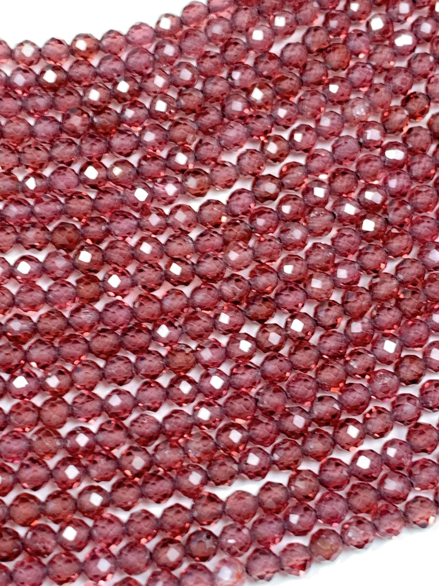 Grade AAA+ Genuine Natural Cherry Wine Red Garnet Faceted Round Beads 15.5" Strand 3mm