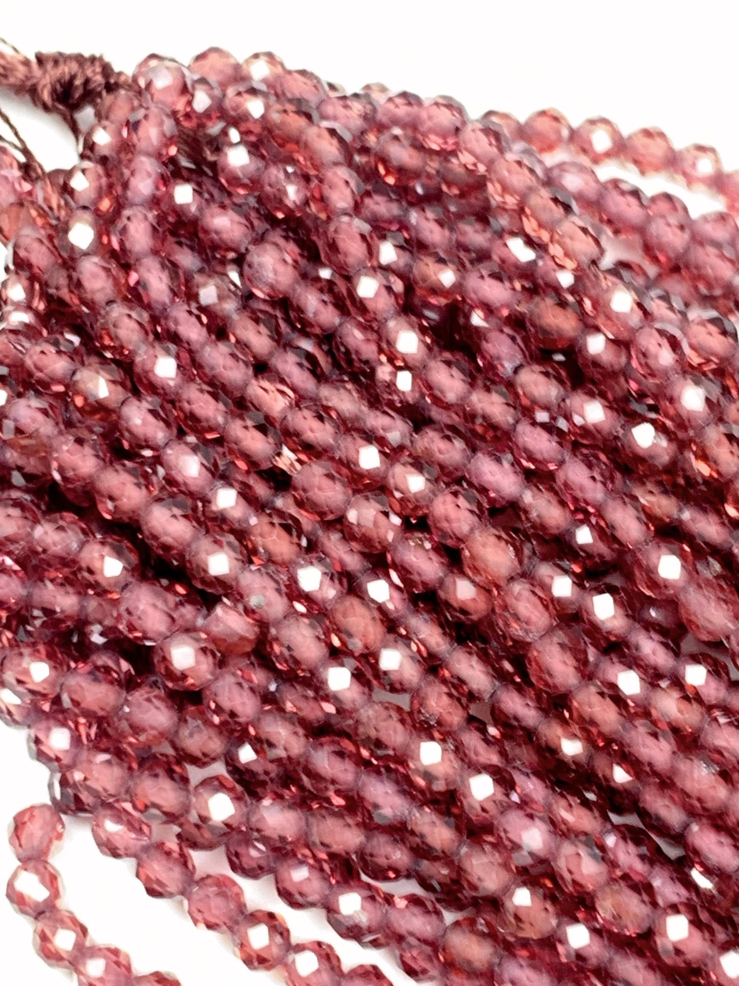 Grade AAA+ Genuine Natural Cherry Wine Red Garnet Faceted Round Beads 15.5" Strand 3mm