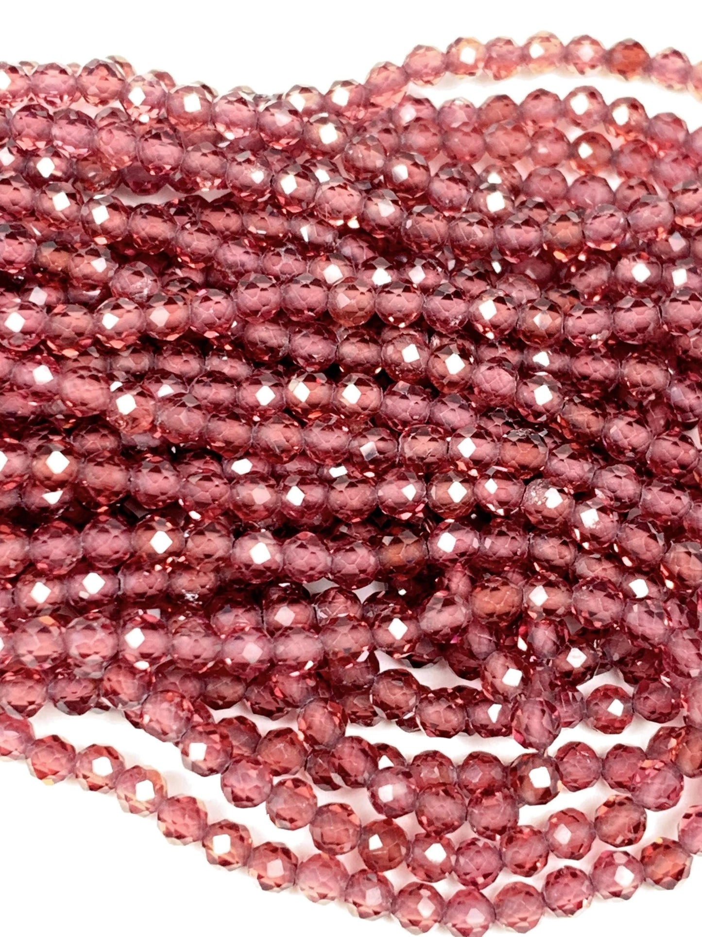 Grade AAA+ Genuine Natural Cherry Wine Red Garnet Faceted Round Beads 15.5" Strand 3mm