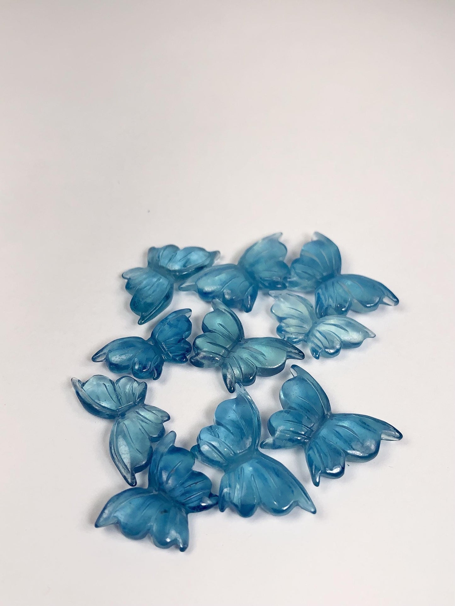 Natural Aquamarine Butterfly Beads: Loose Gemstone DIY (19mm-22mm)
