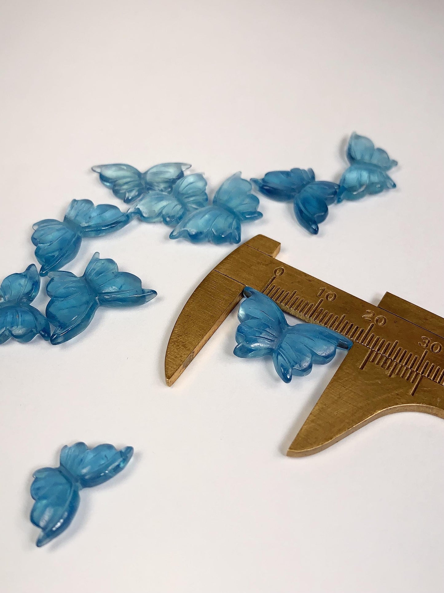 Natural Aquamarine Butterfly Beads: Loose Gemstone DIY (19mm-22mm)