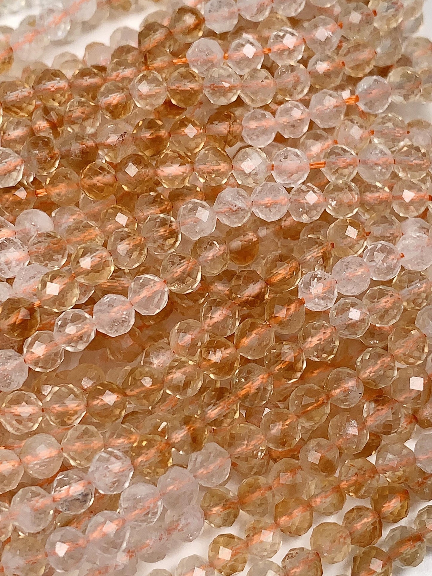 Grade AAA Genuine Natural Shades Gradient Yellow Citrine Faceted Round Beads 15.5" Strand  4mm