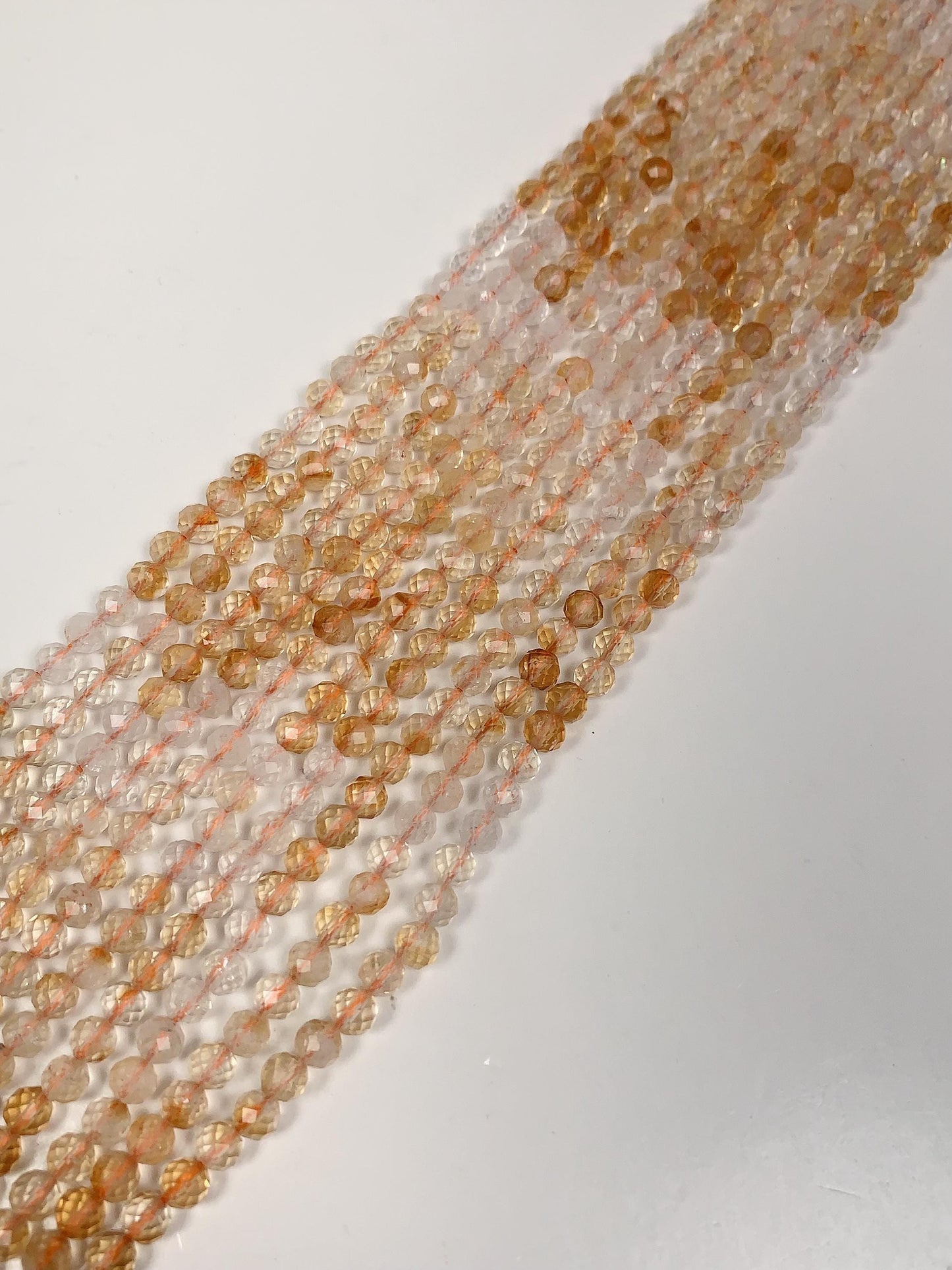 Grade AAA Genuine Natural Shades Gradient Yellow Citrine Faceted Round Beads 15.5" Strand  4mm