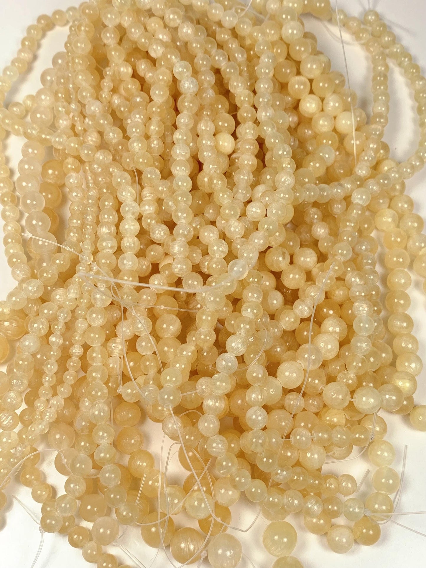 AAA Honey Yellow Jade Beads: Natural Golden Striped Gemstone, 15.5" Strand