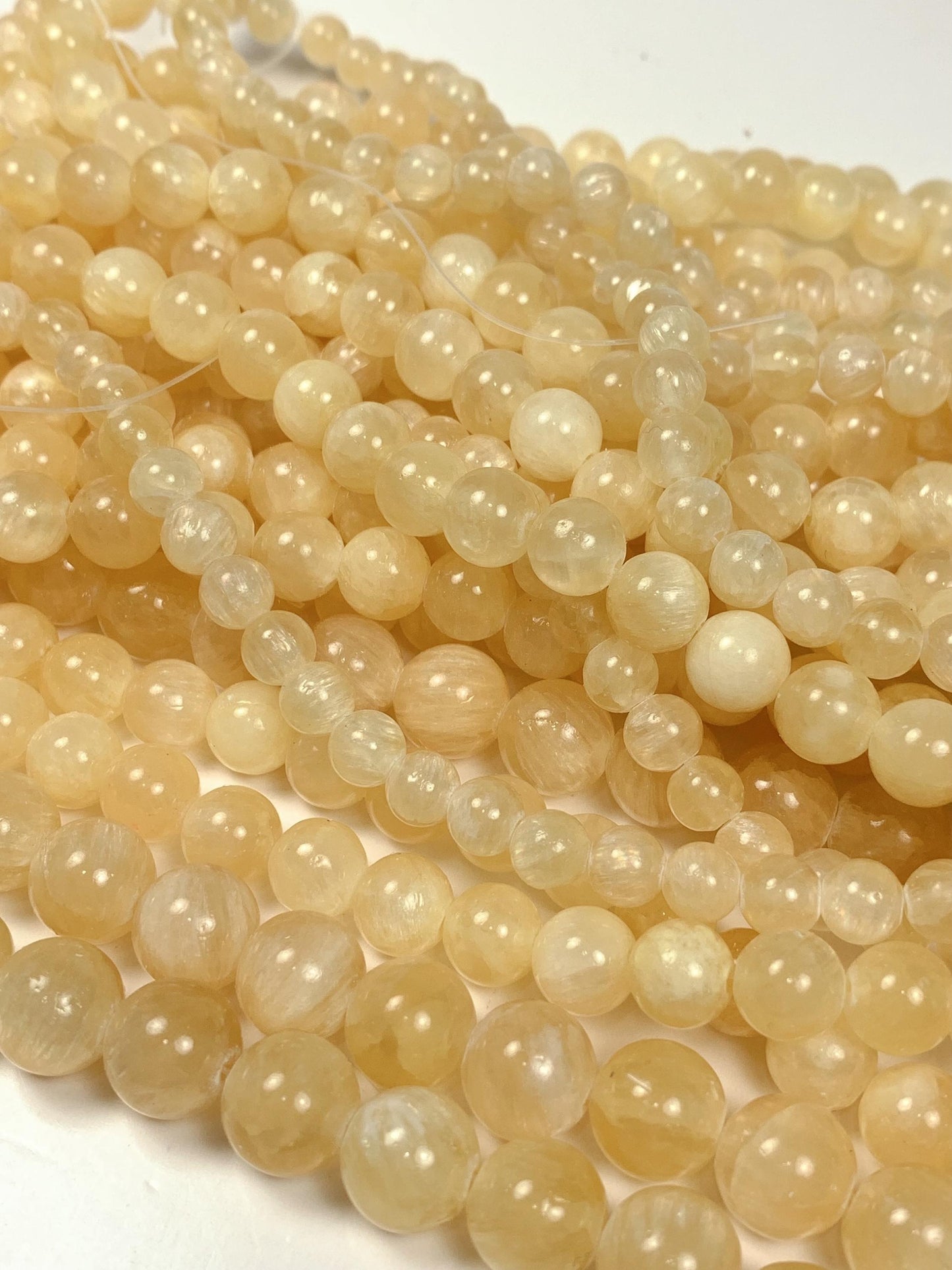 AAA Honey Yellow Jade Beads: Natural Golden Striped Gemstone, 15.5" Strand