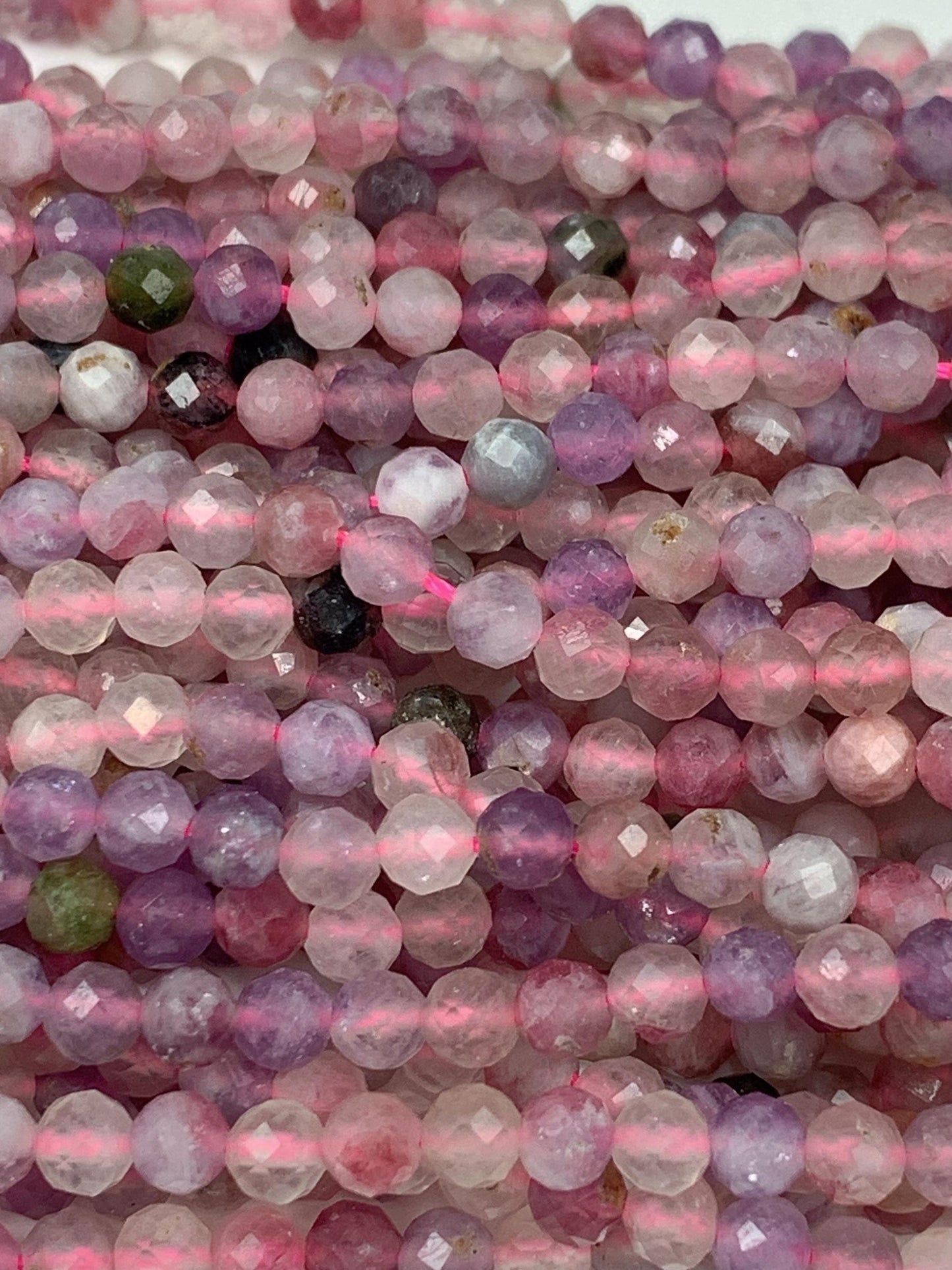 Genuine Natural purple Rainbow Tourmaline Faceted Round Beads 15.5" Strand 4mm PA20251037