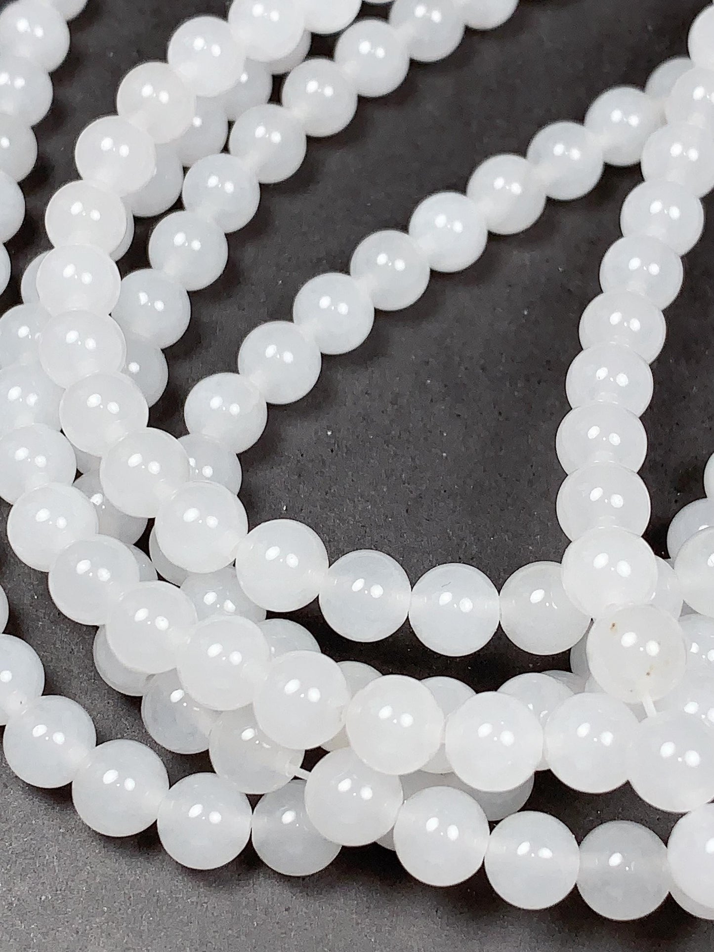 Grade AAA Genuine Natural xinjiang white Jade  Smooth Round Beads 15.5" Strand 4mm 6mm 8mm 10mm