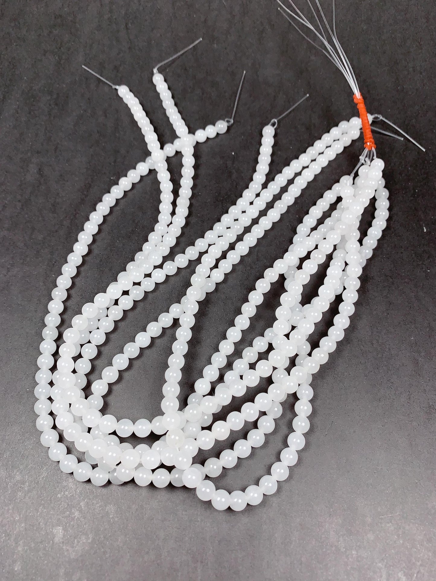 AAA Natural White Jade Beads: Smooth Round Gemstone Strand