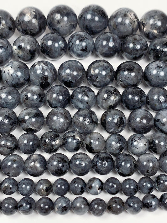 AAA Black Labradorite Moonstone Beads: Natural Gray Larvikite, 15.5" Strand