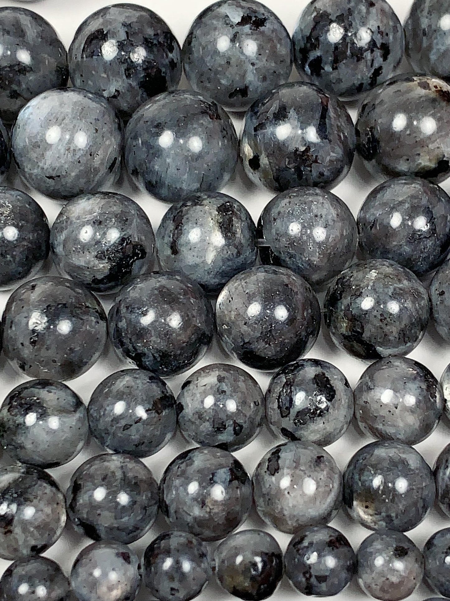AAA Black Labradorite Moonstone Beads: Natural Gray Larvikite, 15.5" Strand