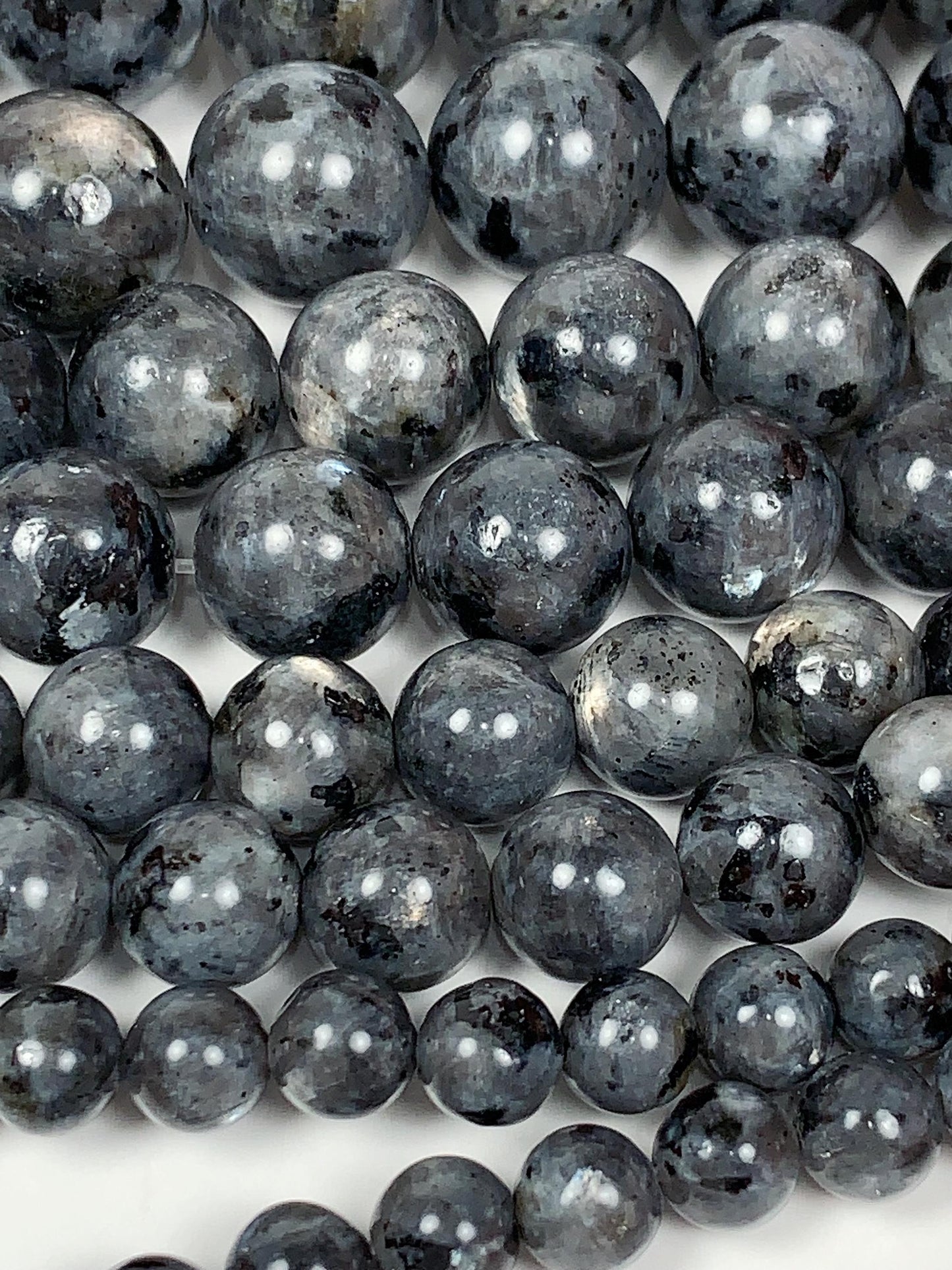 AAA Black Labradorite Moonstone Beads: Natural Gray Larvikite, 15.5" Strand