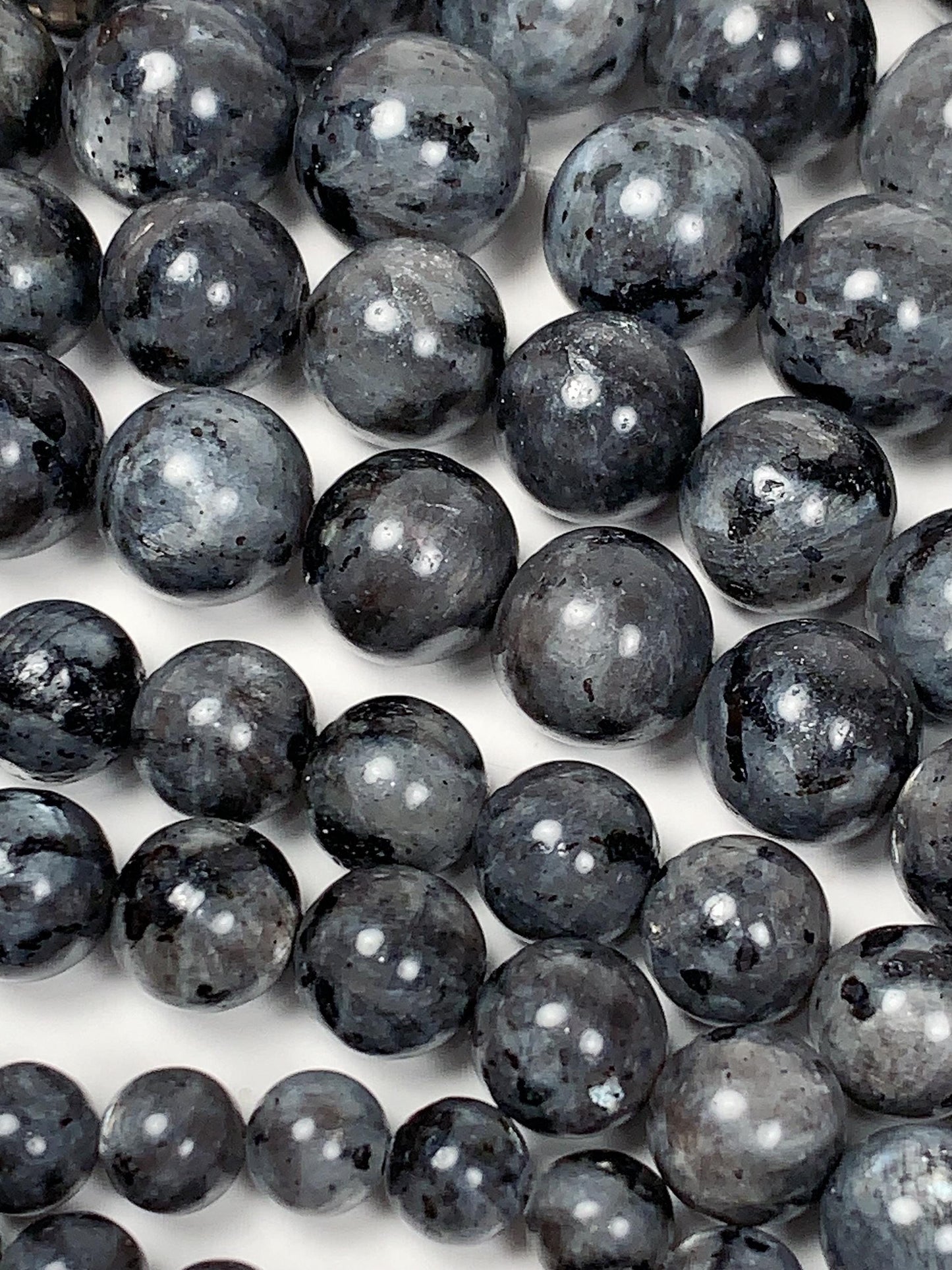 AAA Black Labradorite Moonstone Beads: Natural Gray Larvikite, 15.5" Strand