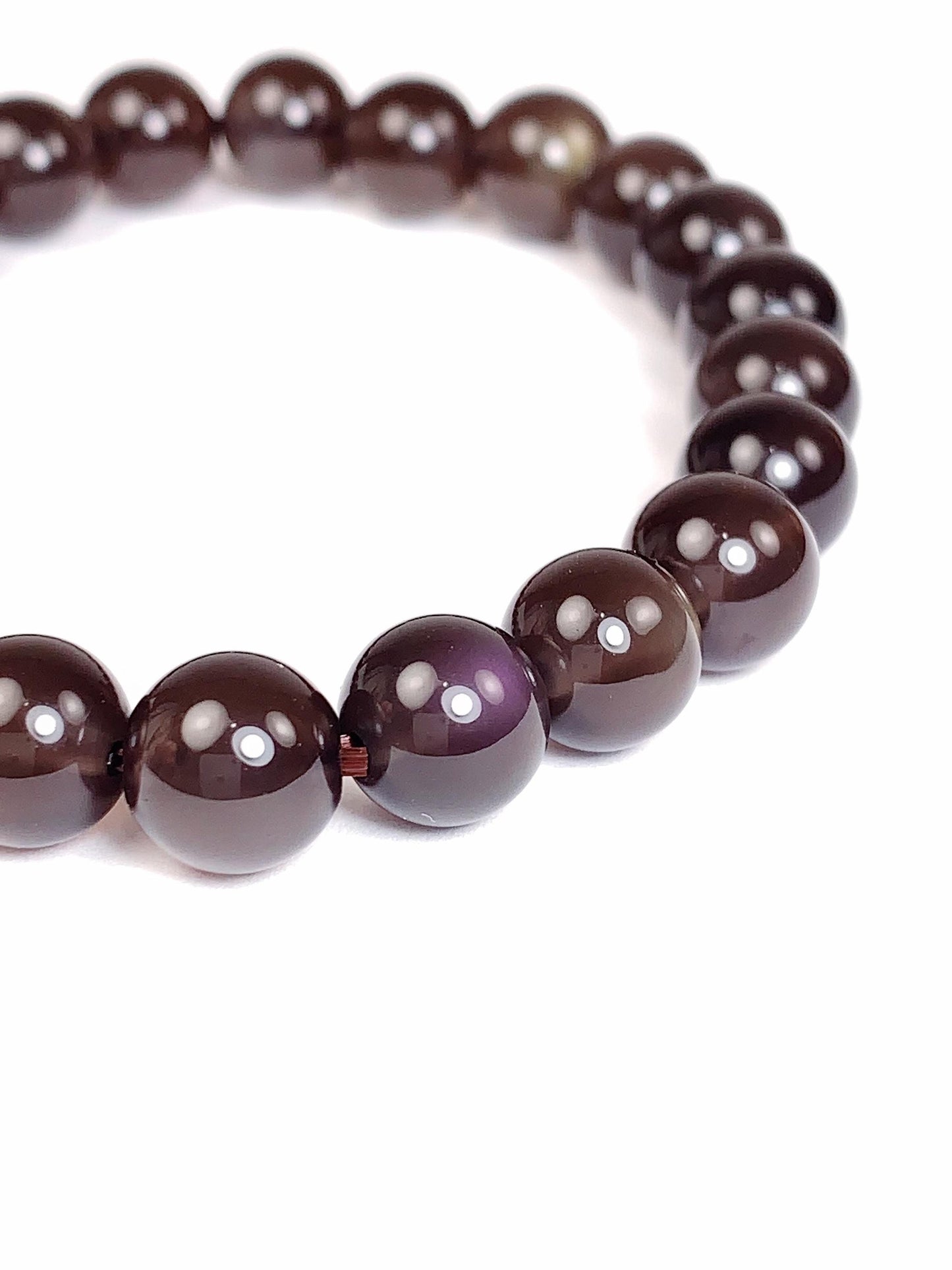 Rainbow Obsidian Bracelet: Natural Gemstone Stretch Bracelet (8mm)