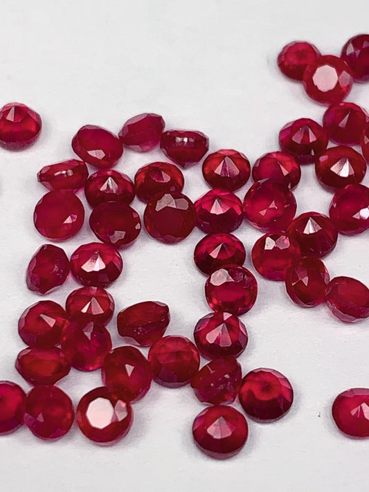EGL USA Gemological Laboratory Certificate Natural Red Ruby (heated Filled) Loose Gemstone: Round Faceted Cut (3mm 4mm 5mm)