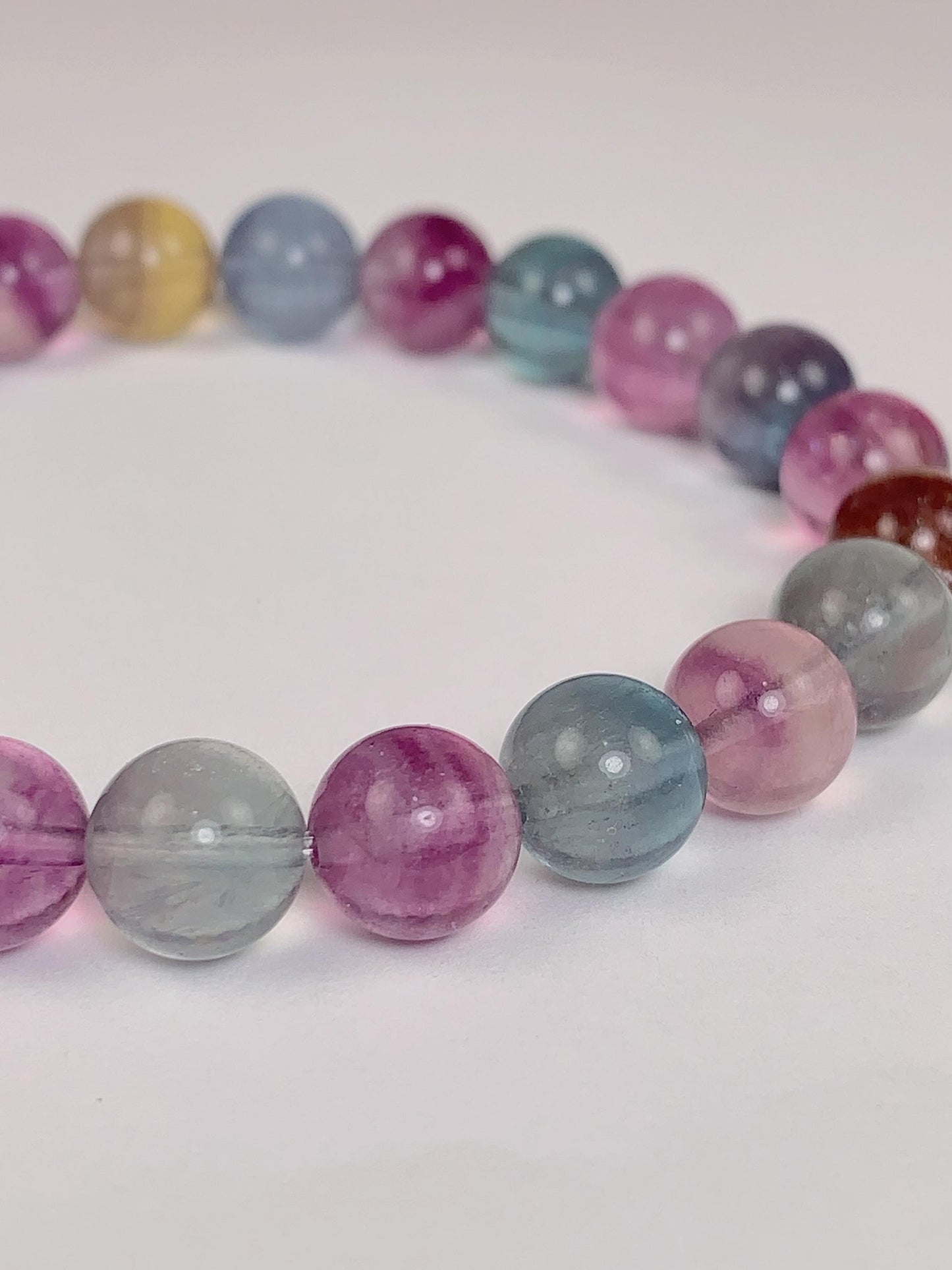 Rainbow Fluorite Bracelet: Natural Gemstone Stretch Bracelet, 8mm