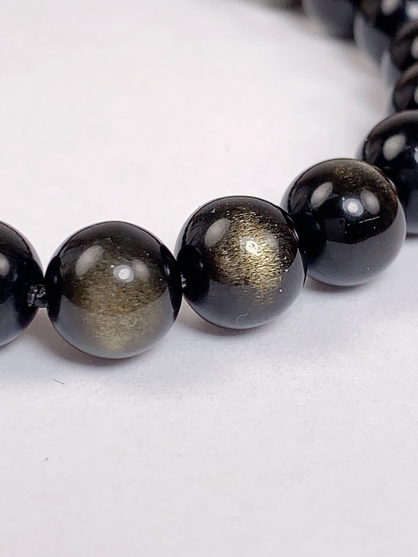 Black Gold Obsidian Bracelet: Natural Cat Eye Gemstone, 8mm