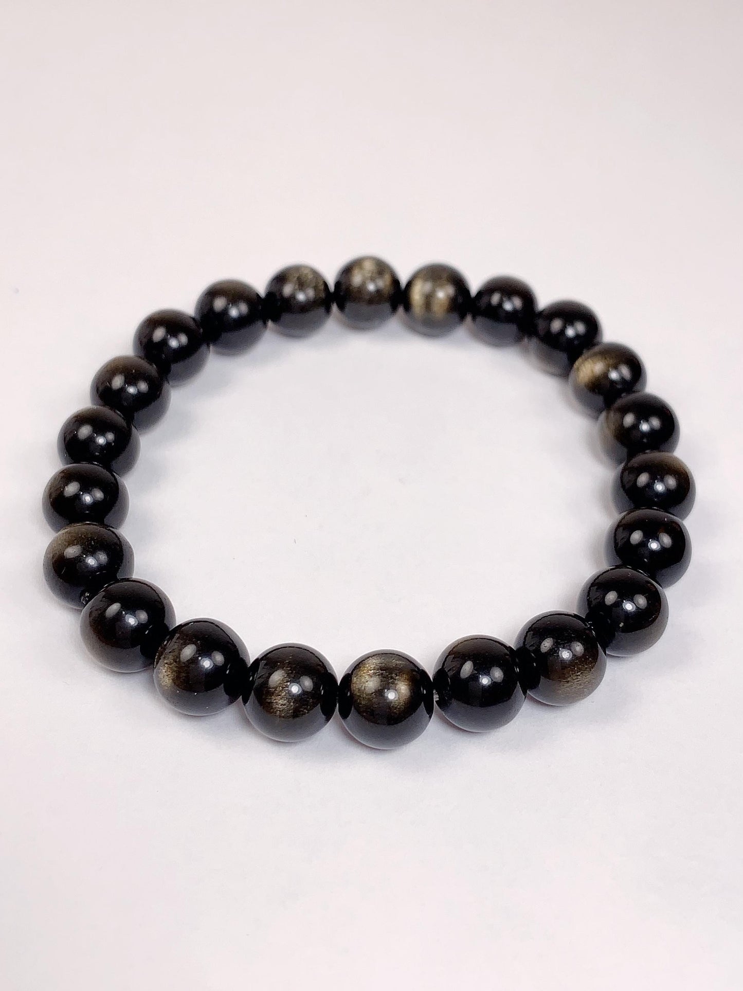 Black Gold Obsidian Bracelet: Natural Cat Eye Gemstone, 8mm