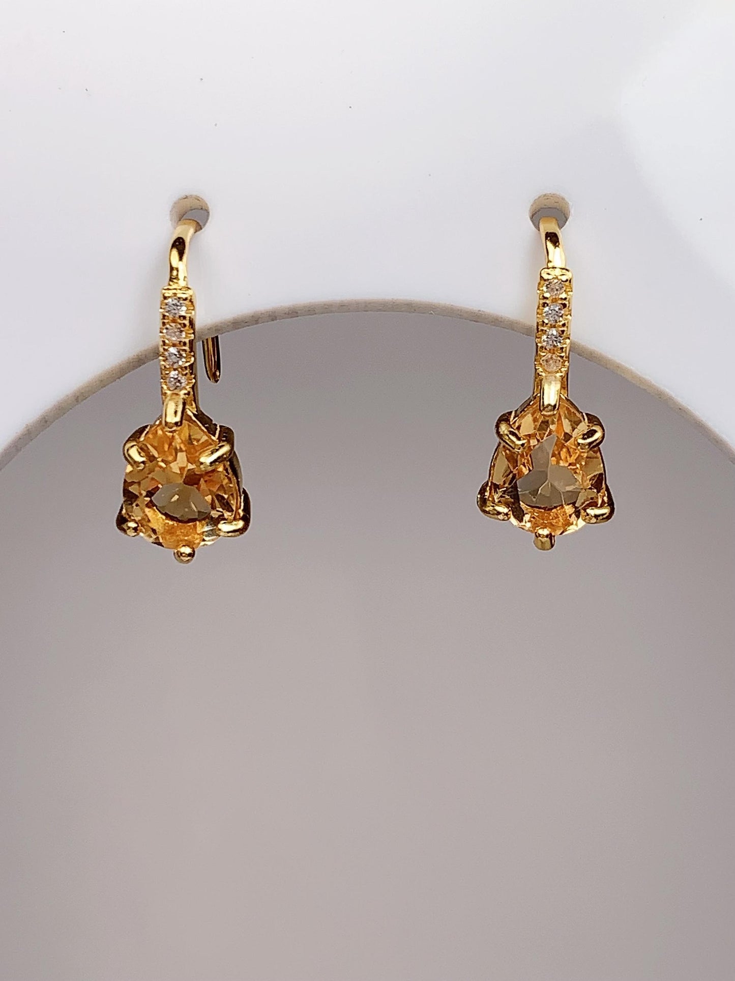 Citrine Drop Earrings: 18k Gold Plated Sterling Silver