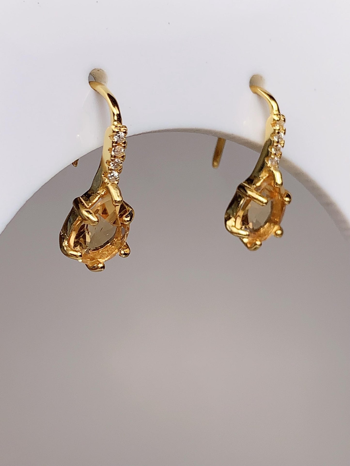 Citrine Drop Earrings: 18k Gold Plated Sterling Silver