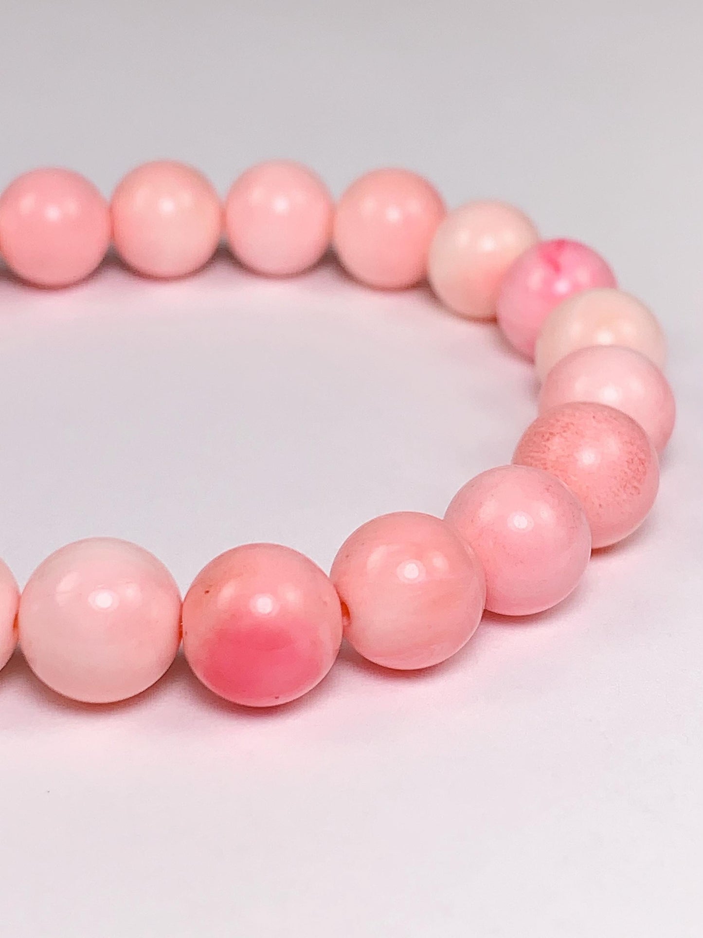 No Dyed High Quality Pink Queen Conch Stretch Bracelet: Natural Gemstone Stretch Bracelet (6mm 8mm 10mm 12mm 14mm ) Smooth Round