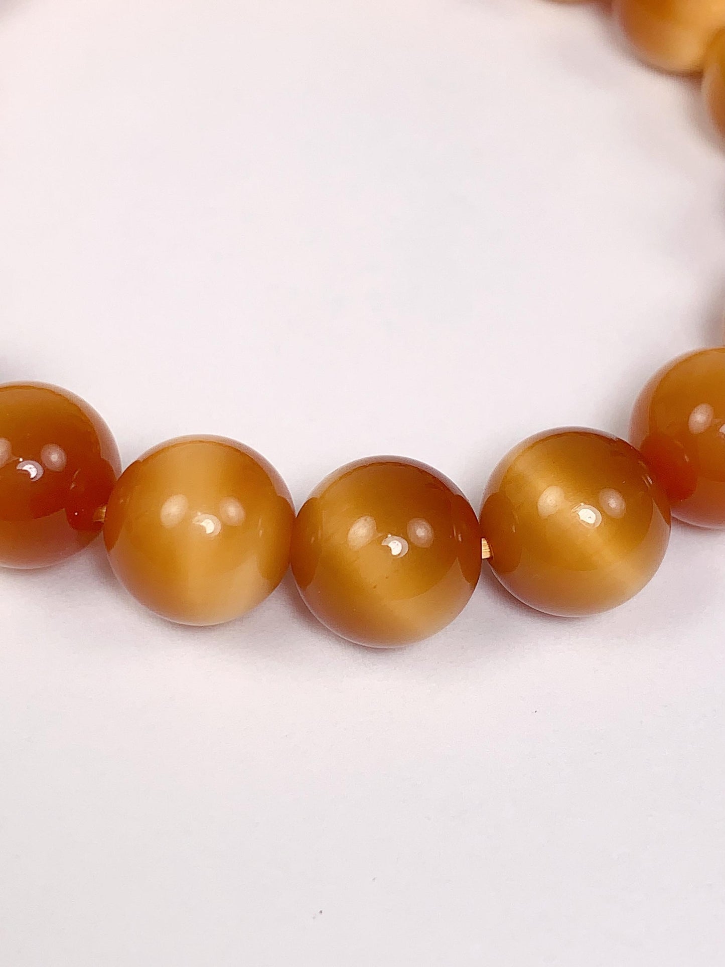 AAA+++ Very High Quality Natural Sugar Honey Yellow Gold Golden Tiger's Eye Stretch Smooth Round Beads Bracelet
