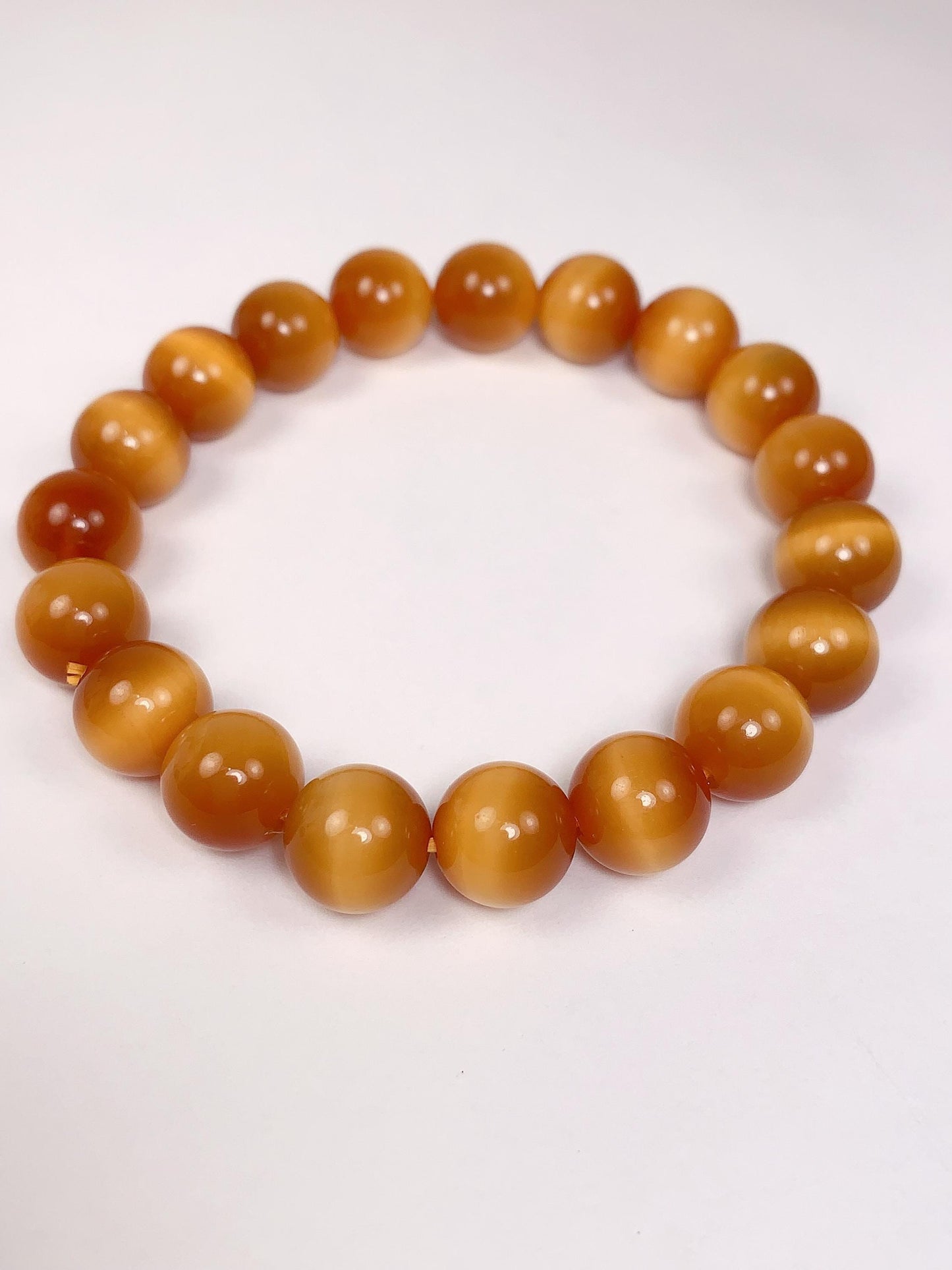 AAA+++ Very High Quality Natural Sugar Honey Yellow Gold Golden Tiger's Eye Stretch Smooth Round Beads Bracelet
