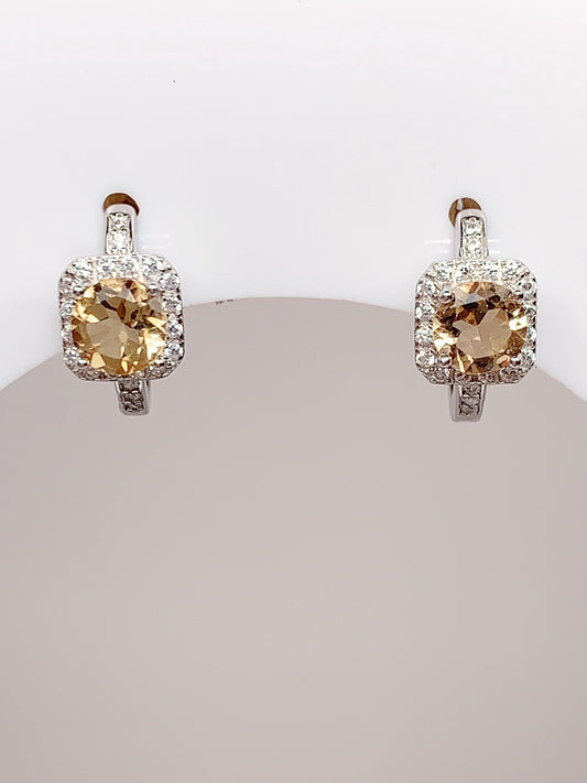 5mm Grade AAA Genuine Natural yellow Citrine round Cut 18k Gold Plated S 925 Sterling Silver Earring