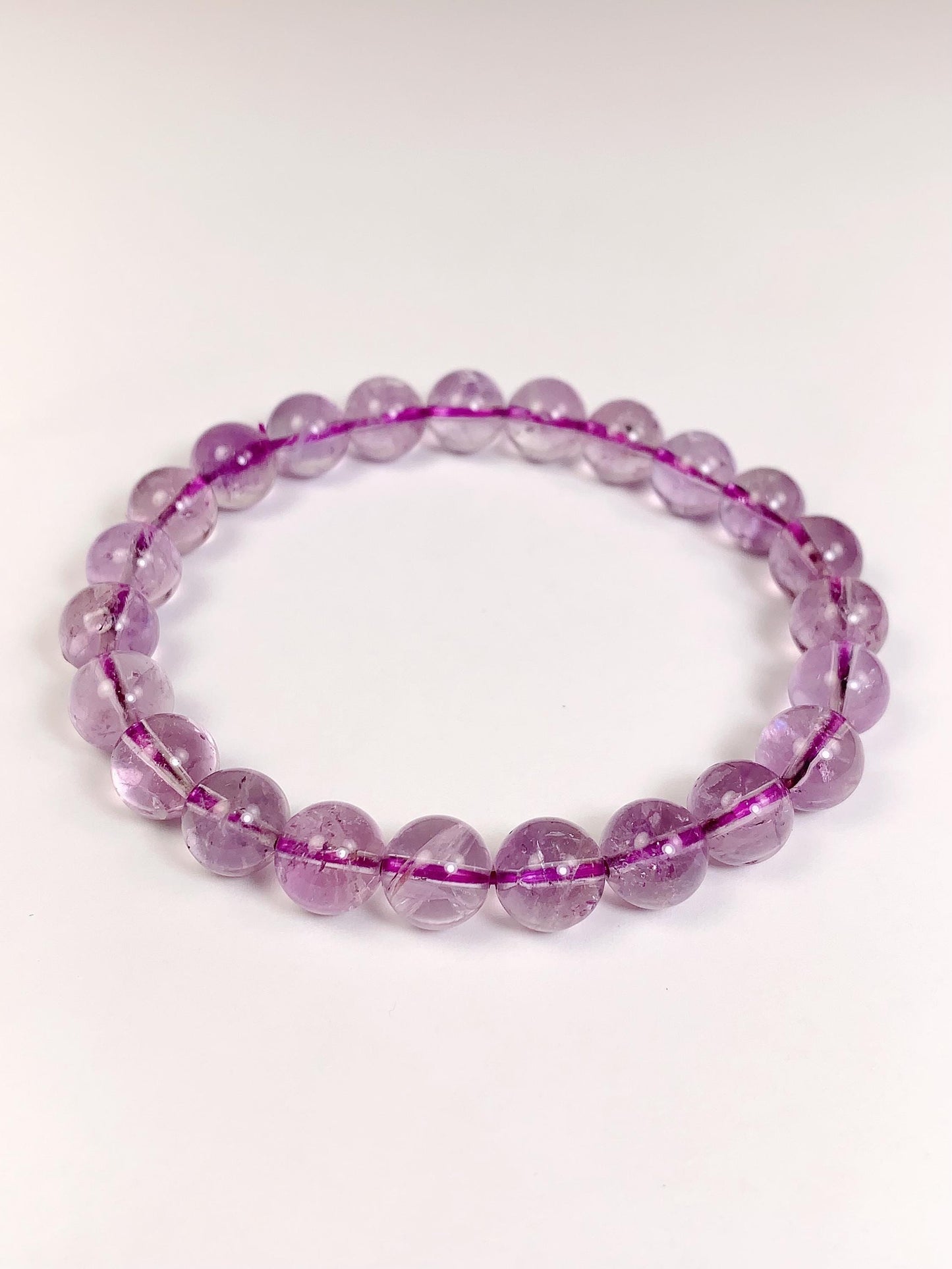 Genuine Natural light purple lavender Amethyst Smooth Round Stretch Bracelet 8mm