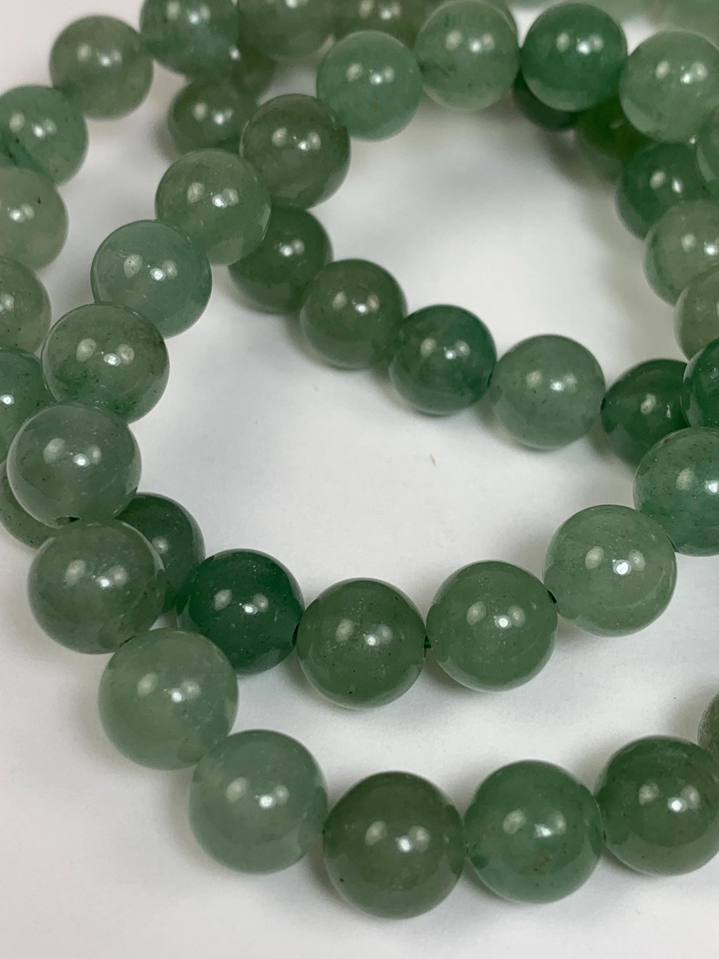 Natural Green Aventurine Bracelet: 8mm Smooth Round Gemstone Stretch Bracelet