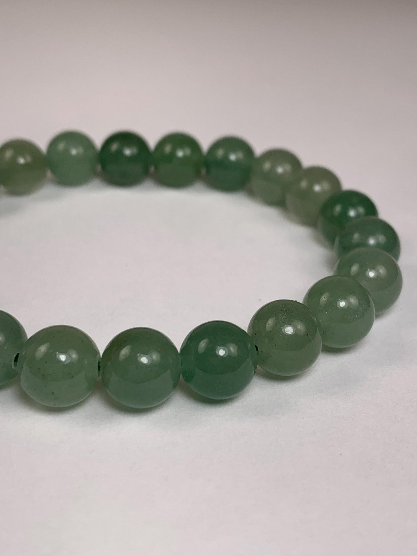 Natural Green Aventurine Bracelet: 8mm Smooth Round Gemstone Stretch Bracelet