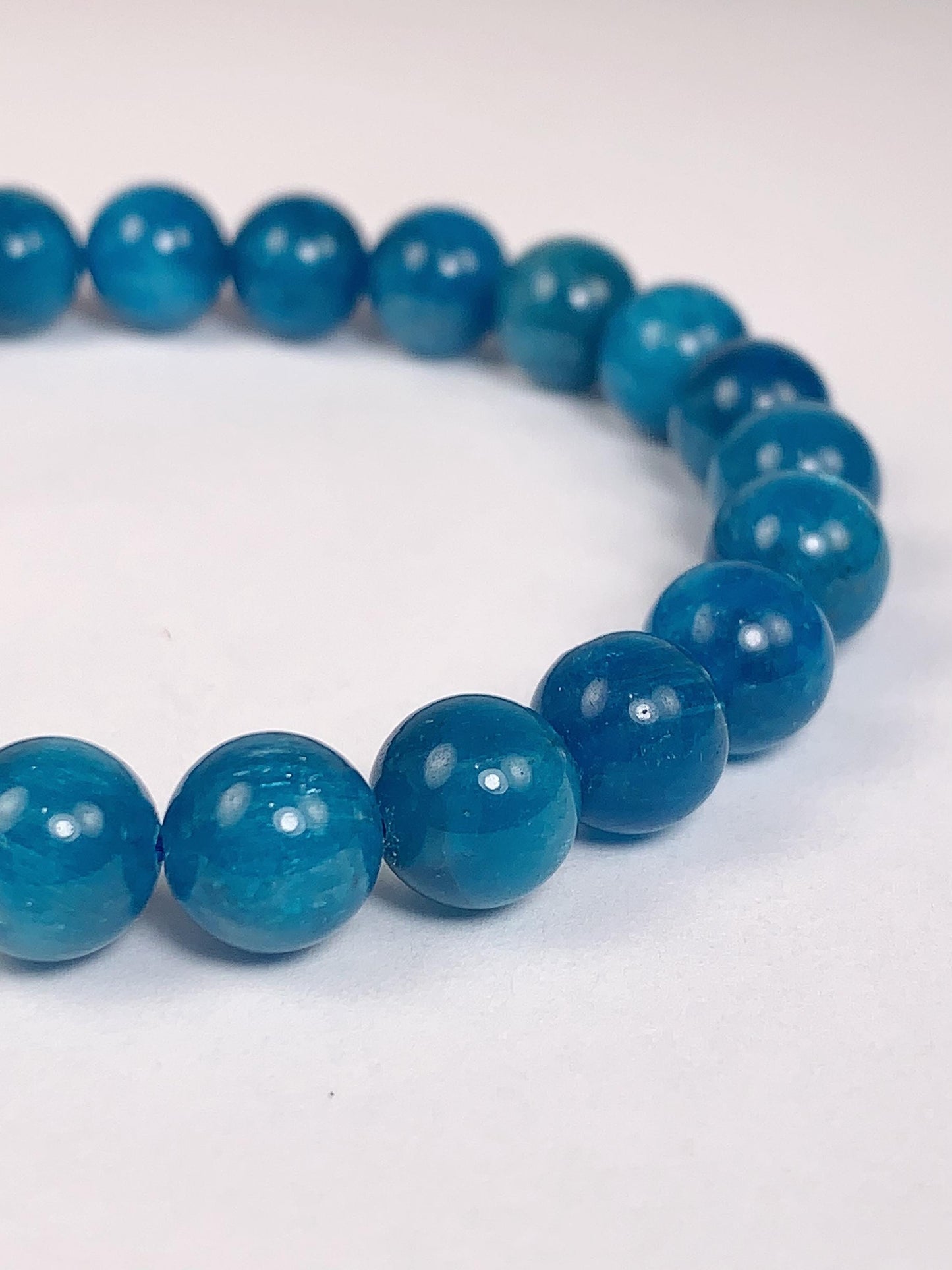 Natural Blue Apatite Bracelet: 8mm Gemstone Beads, PhoebeArt Design