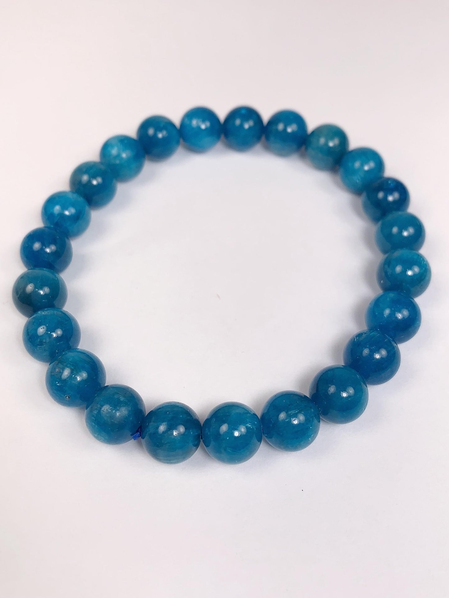 Natural Blue Apatite Bracelet: 8mm Gemstone Beads, PhoebeArt Design