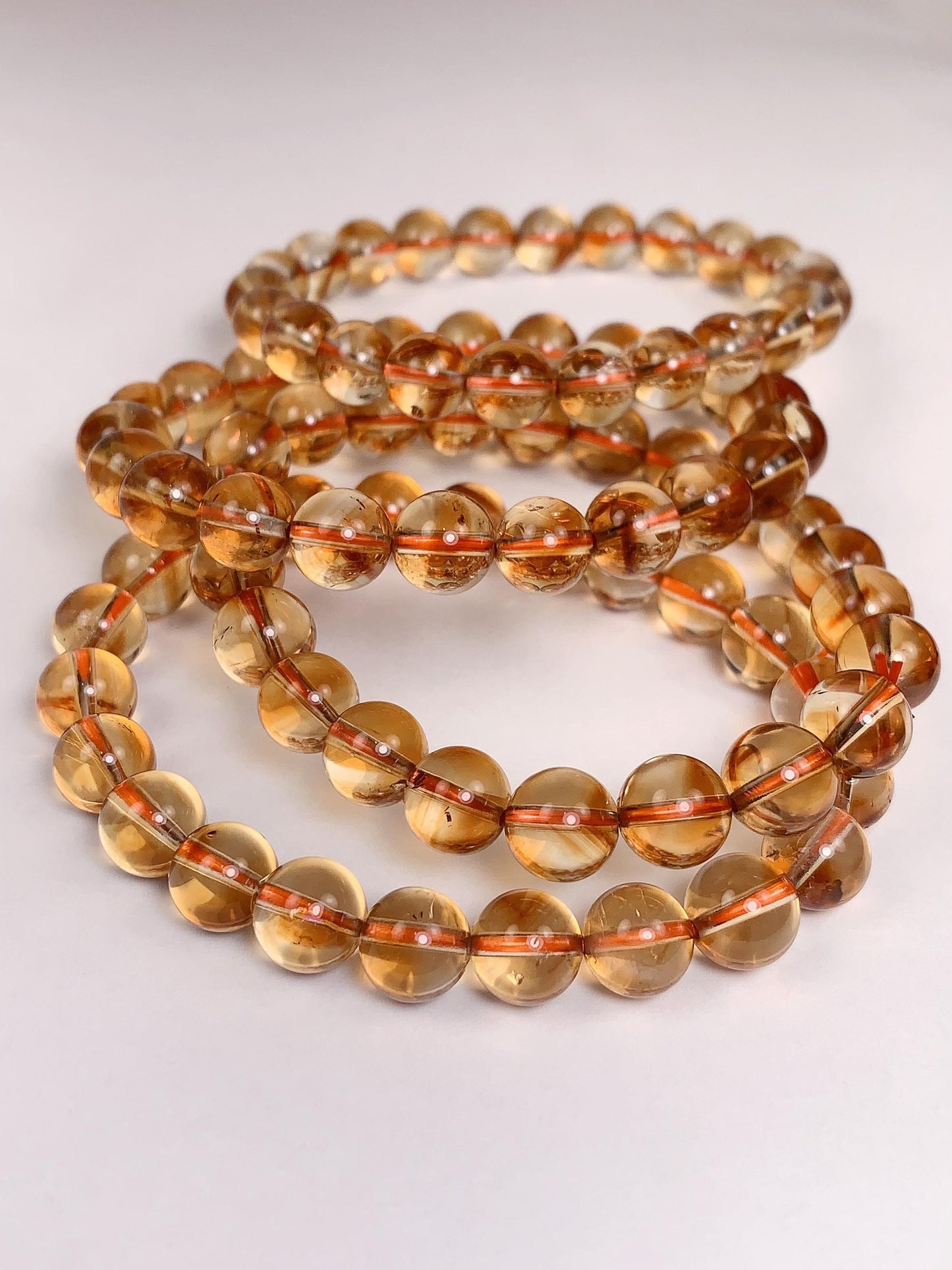 Natural Yellow Citrine Bracelet: Smooth Round Gemstone, Handmade in USA