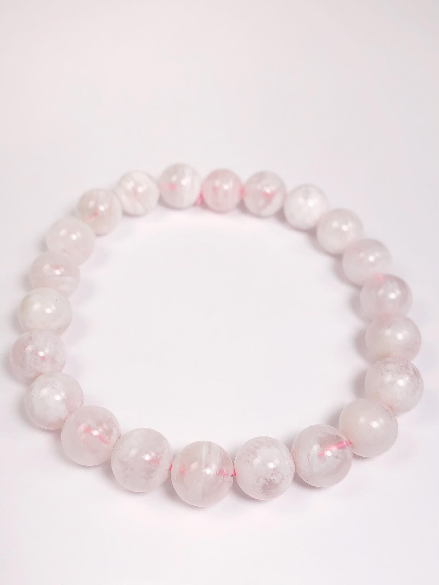 Natural Snow White Phantom Quartz Bracelet - 8mm Round Gemstone