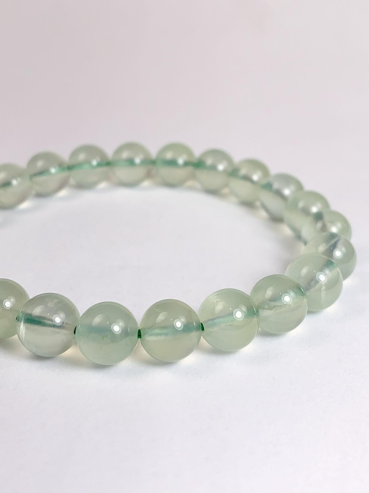 Natural Green Prehnite Bracelet: Smooth Round Gemstone, Handmade in USA