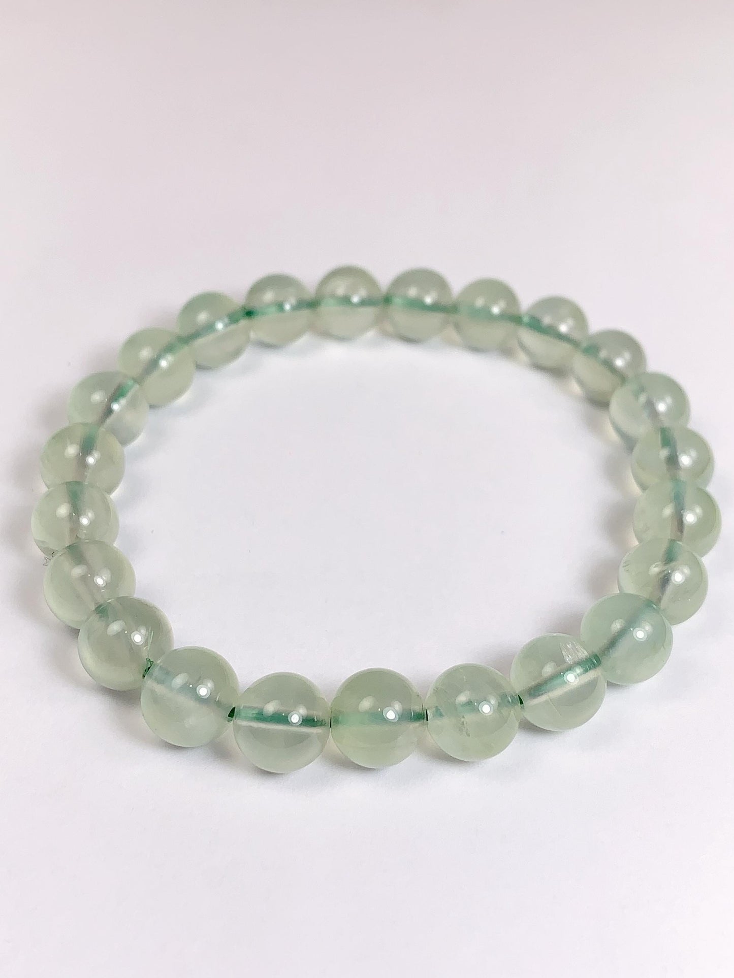 Natural Green Prehnite Bracelet: Smooth Round Gemstone, Handmade in USA