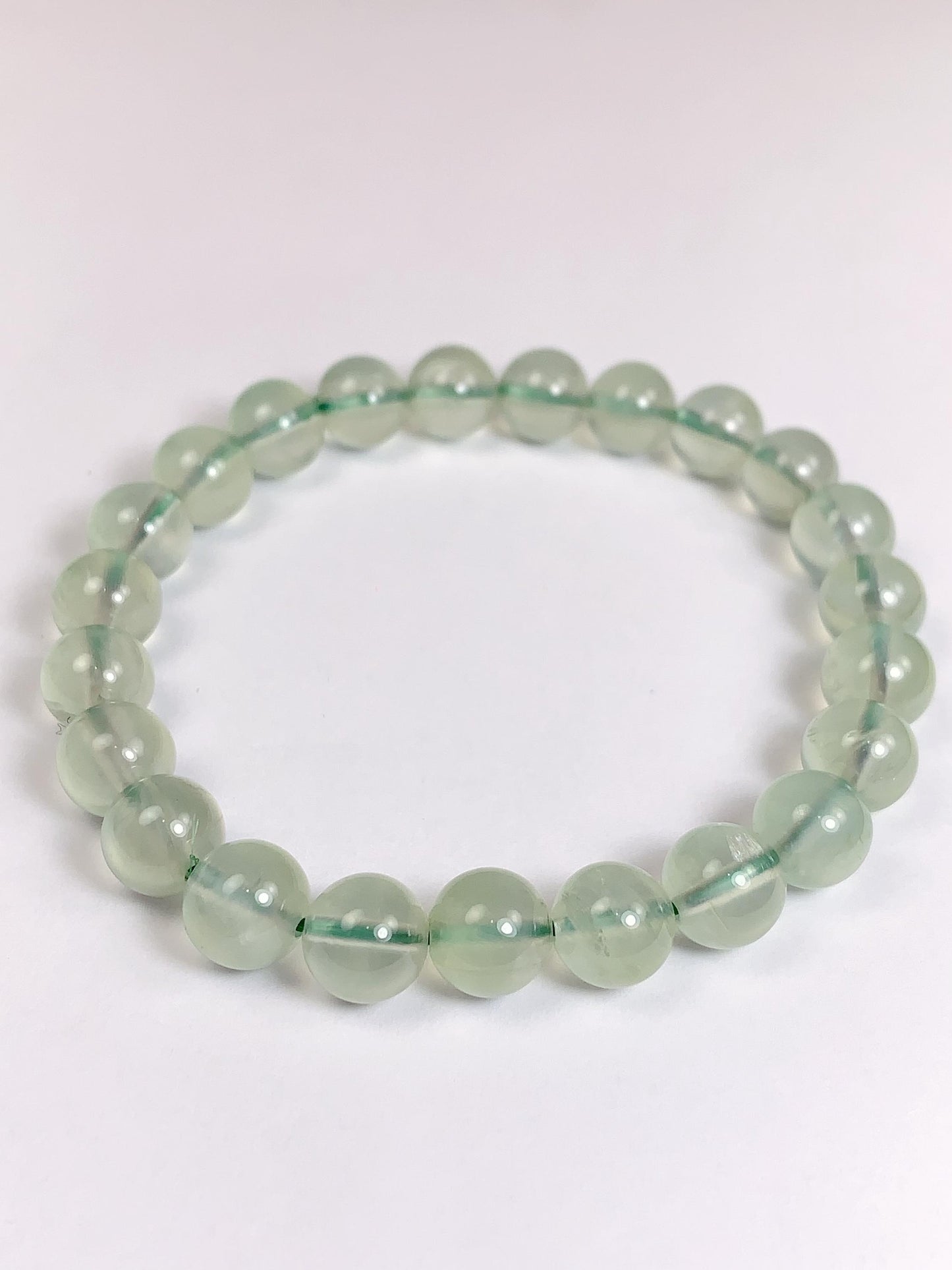 Natural Green Prehnite Bracelet: Smooth Round Gemstone, Handmade in USA