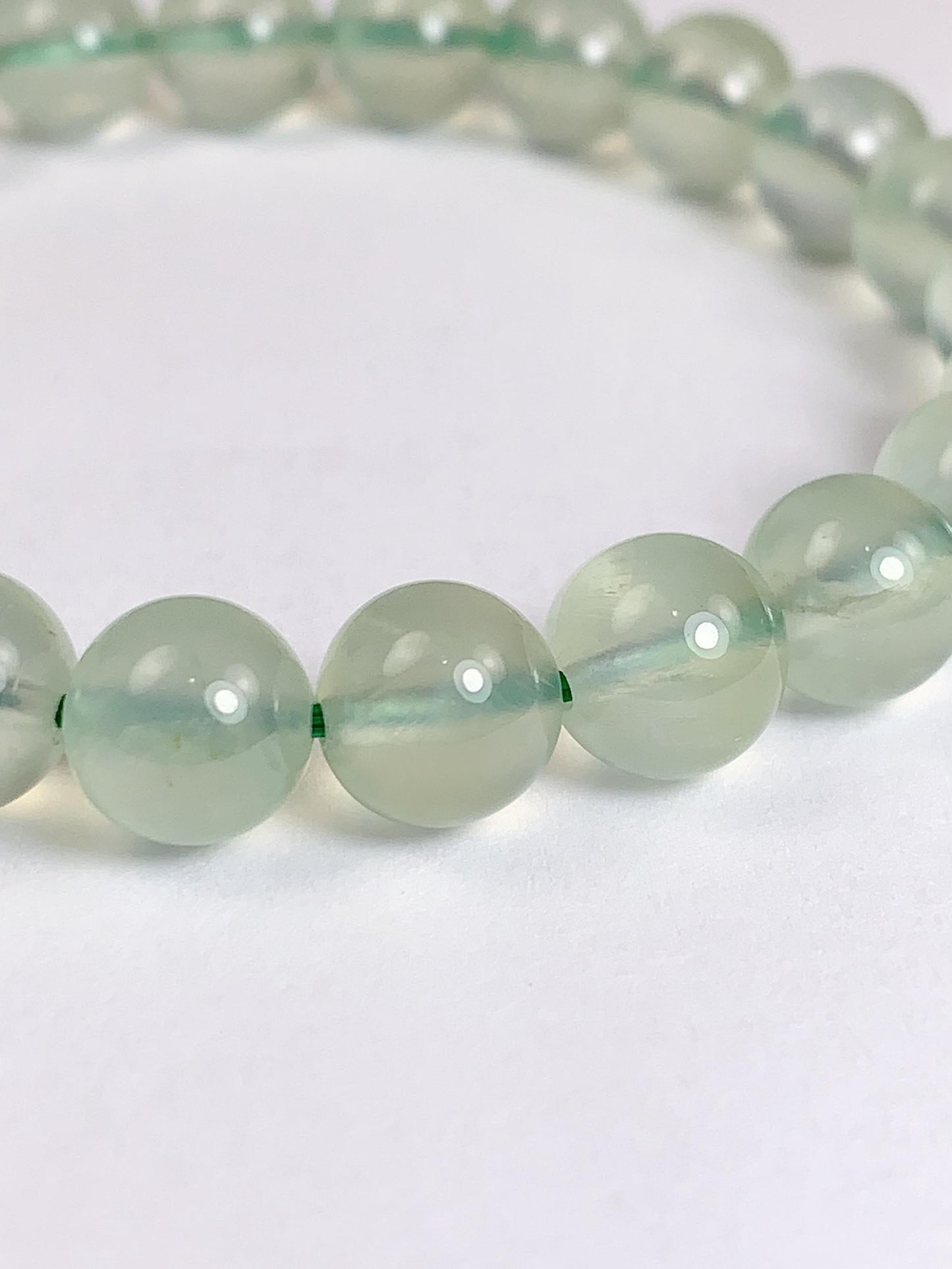 Natural Green Prehnite Bracelet: Smooth Round Gemstone, Handmade in USA