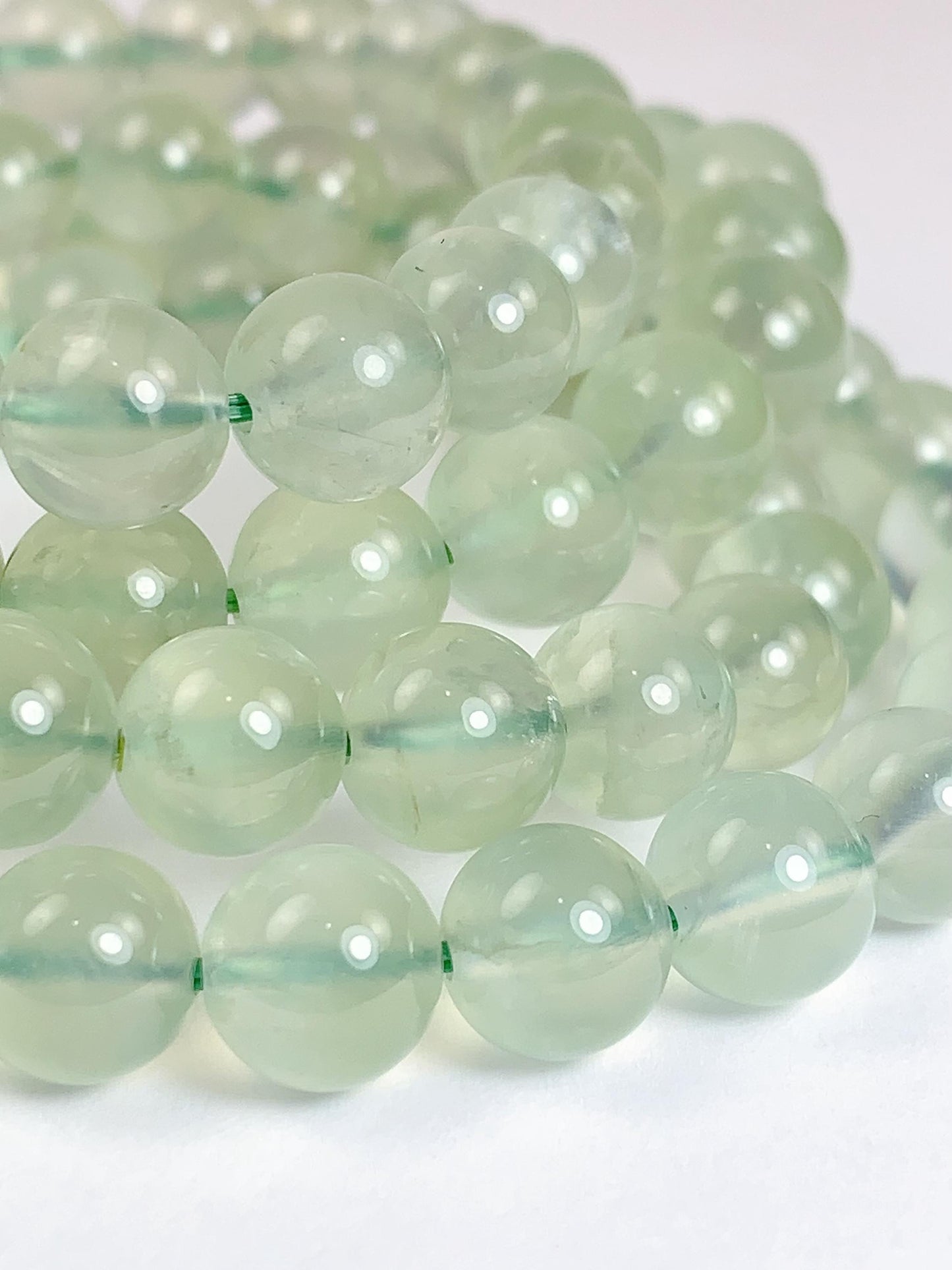 Natural Green Prehnite Bracelet: Smooth Round Gemstone, Handmade in USA