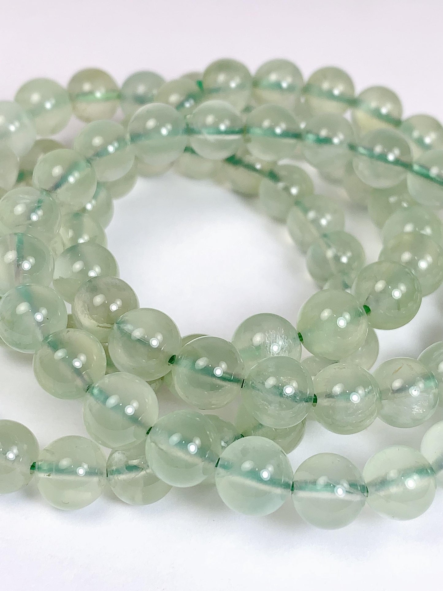 Natural Green Prehnite Bracelet: Smooth Round Gemstone, Handmade in USA