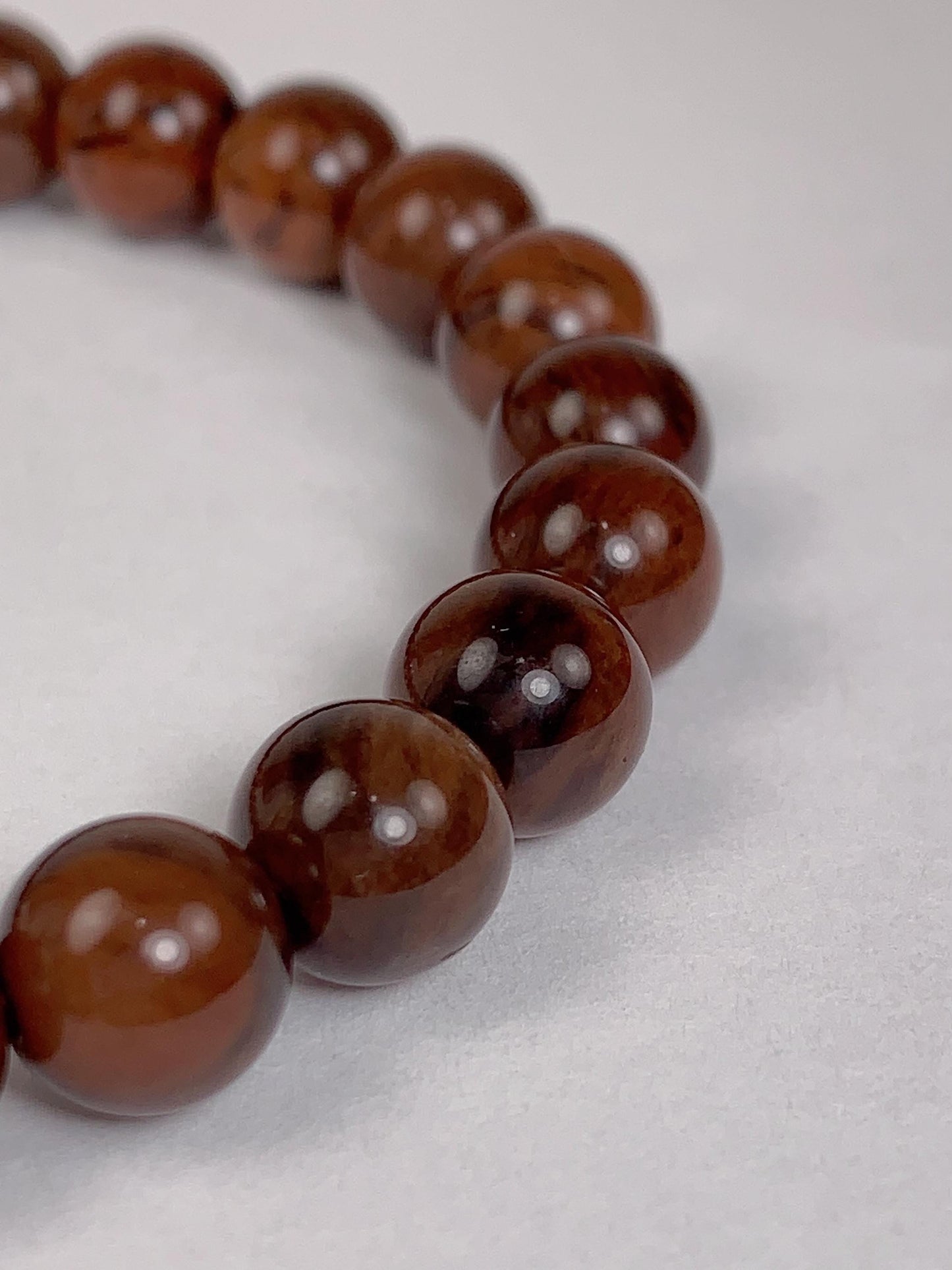 AAA Brown Red Obsidian Bracelet: Natural Gemstone Stretch Jewelry