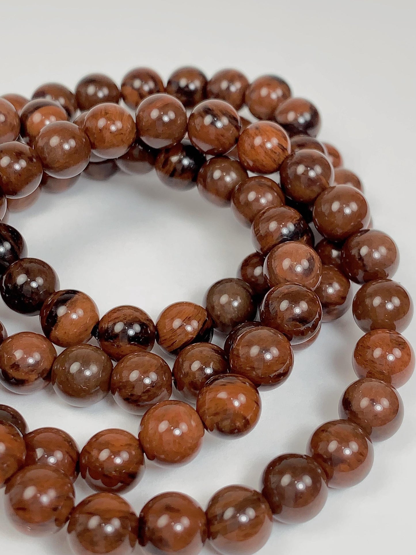 AAA Brown Red Obsidian Bracelet: Natural Gemstone Stretch Jewelry