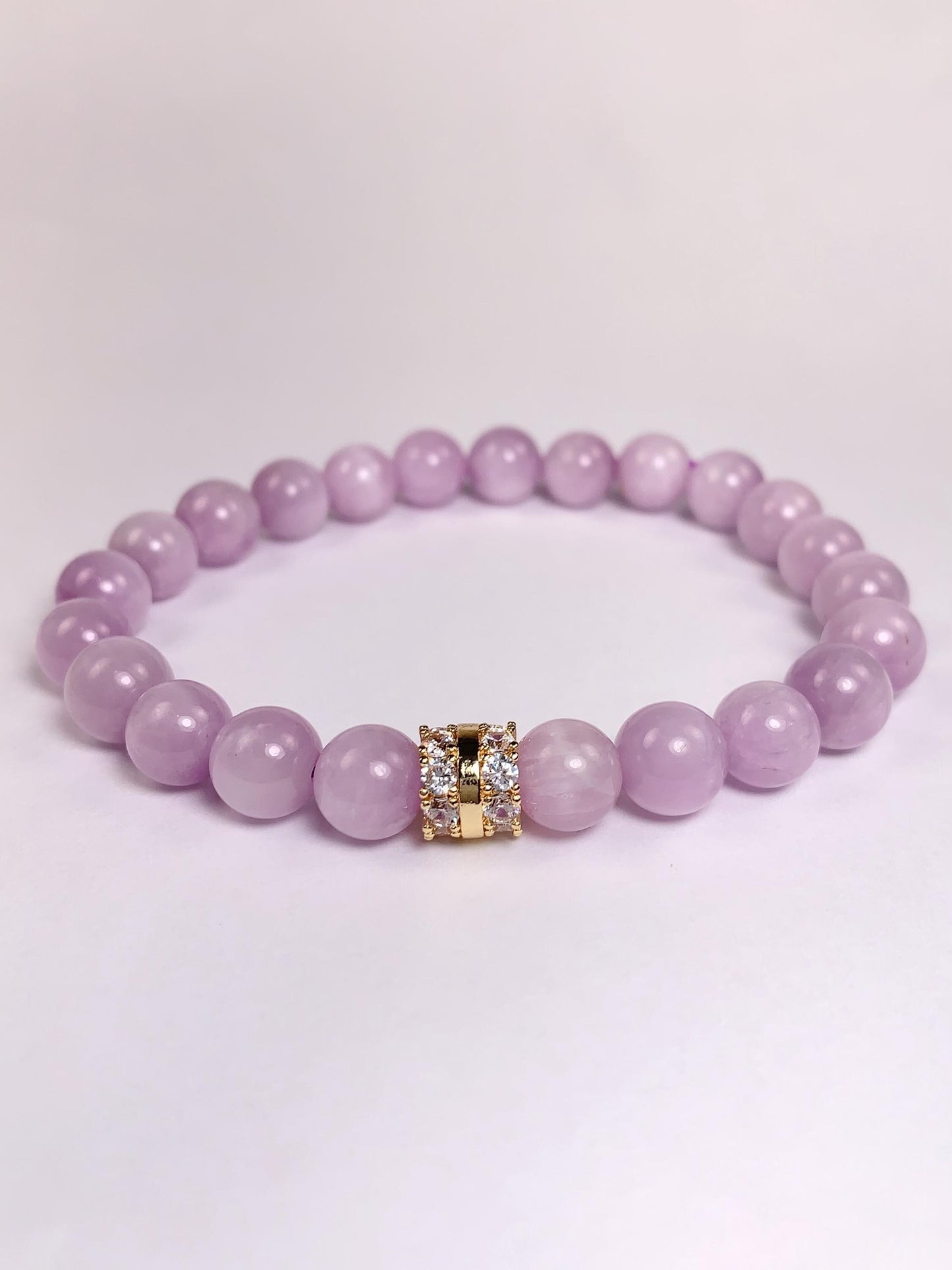 14K Gold Filled Kunzite Bracelet: Natural Purple Gemstone, 8mm