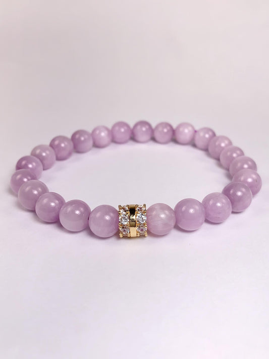 14K Gold Filled Kunzite Bracelet: Natural Purple Gemstone, 8mm