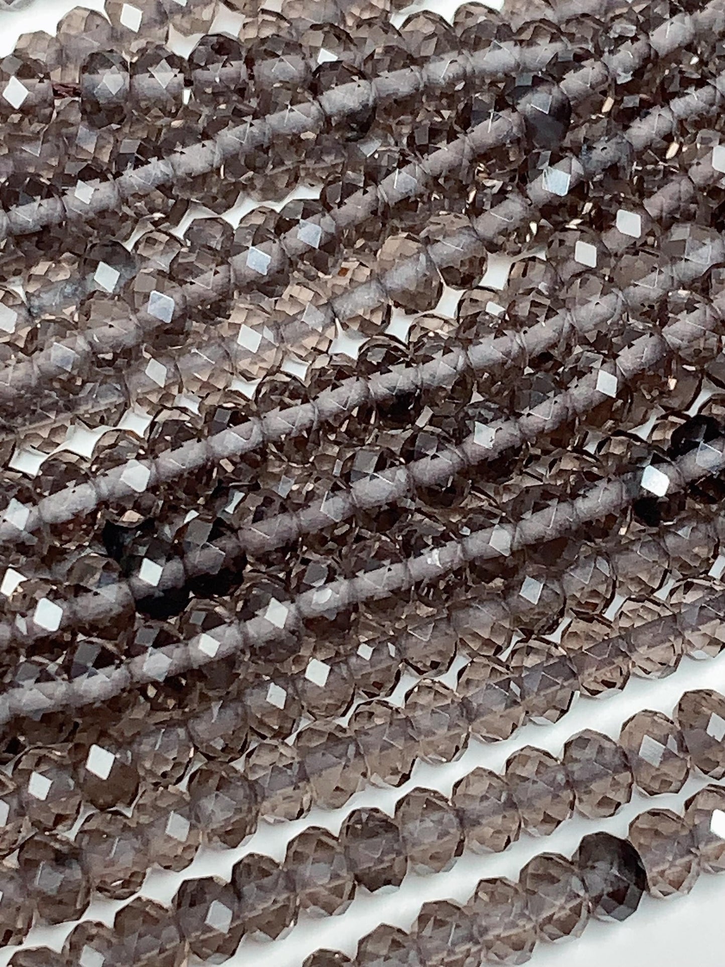 Grade AAA Genuine Natural Smoky Ice Obsidian  Faceted Rondelle Beads 15.5" Strand 3x4mm