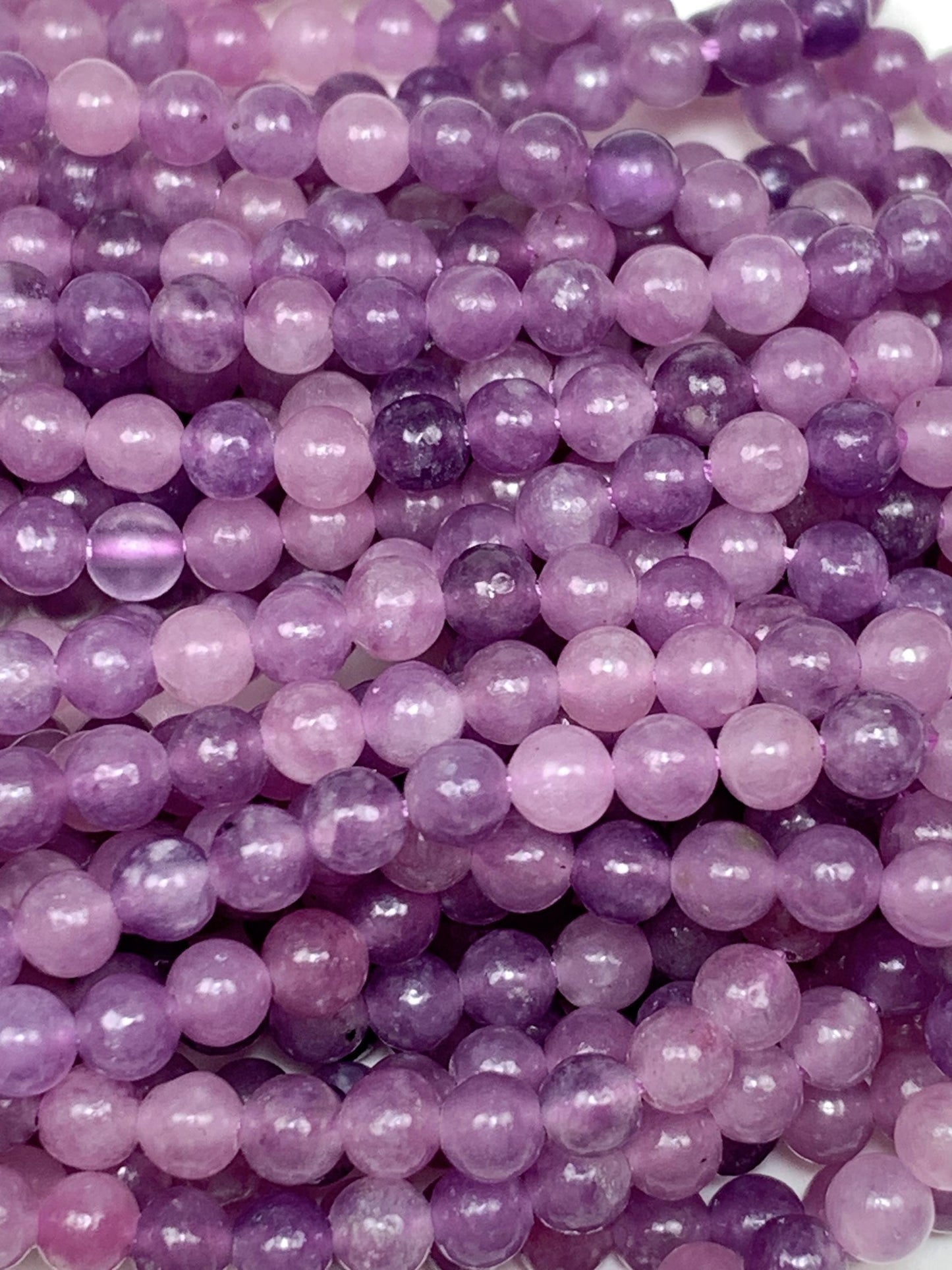 Natural Purple Lepidolite Beads AA Grade: 15.5" Strand