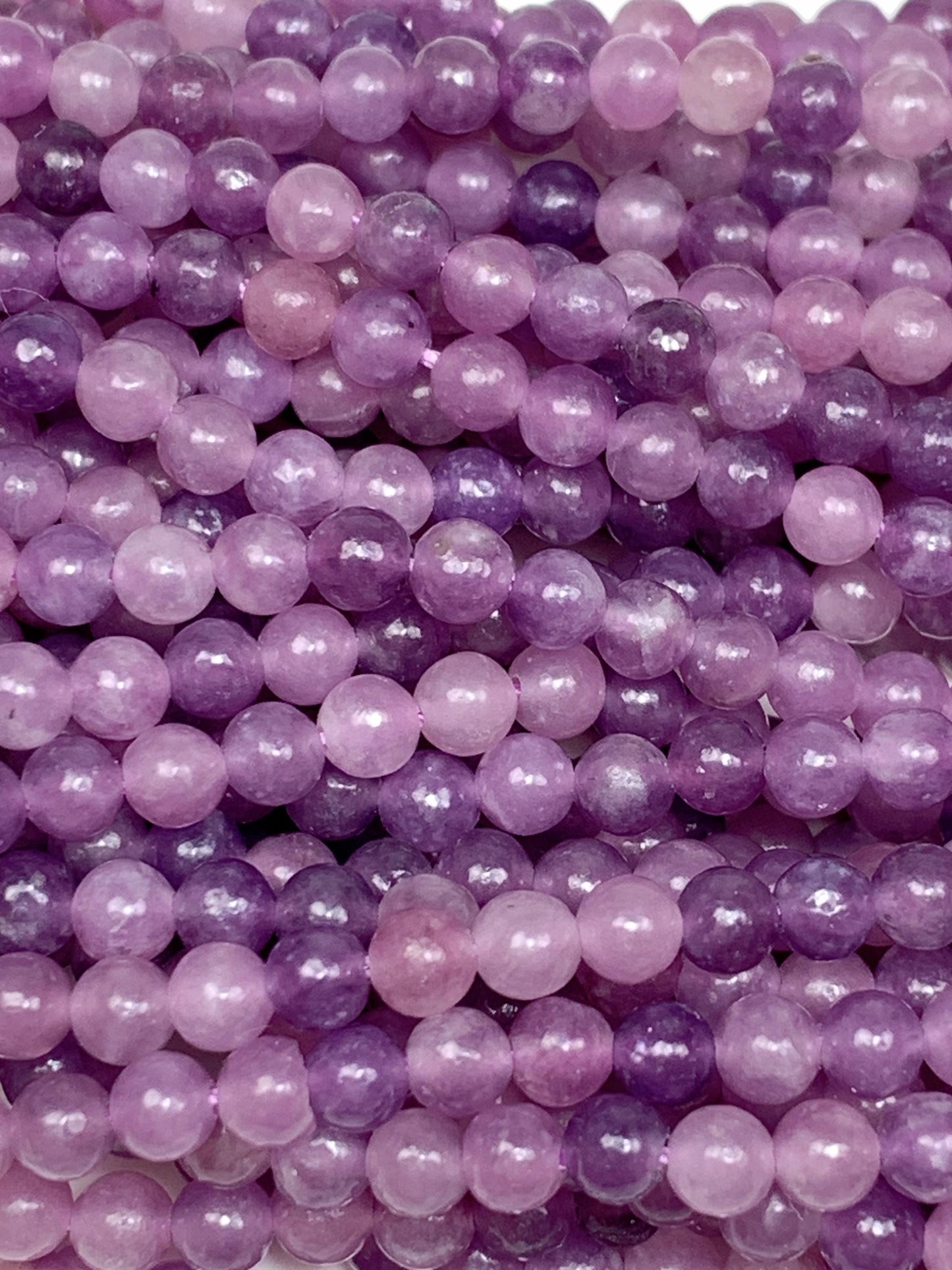 Natural Purple Lepidolite Beads AA Grade: 15.5" Strand